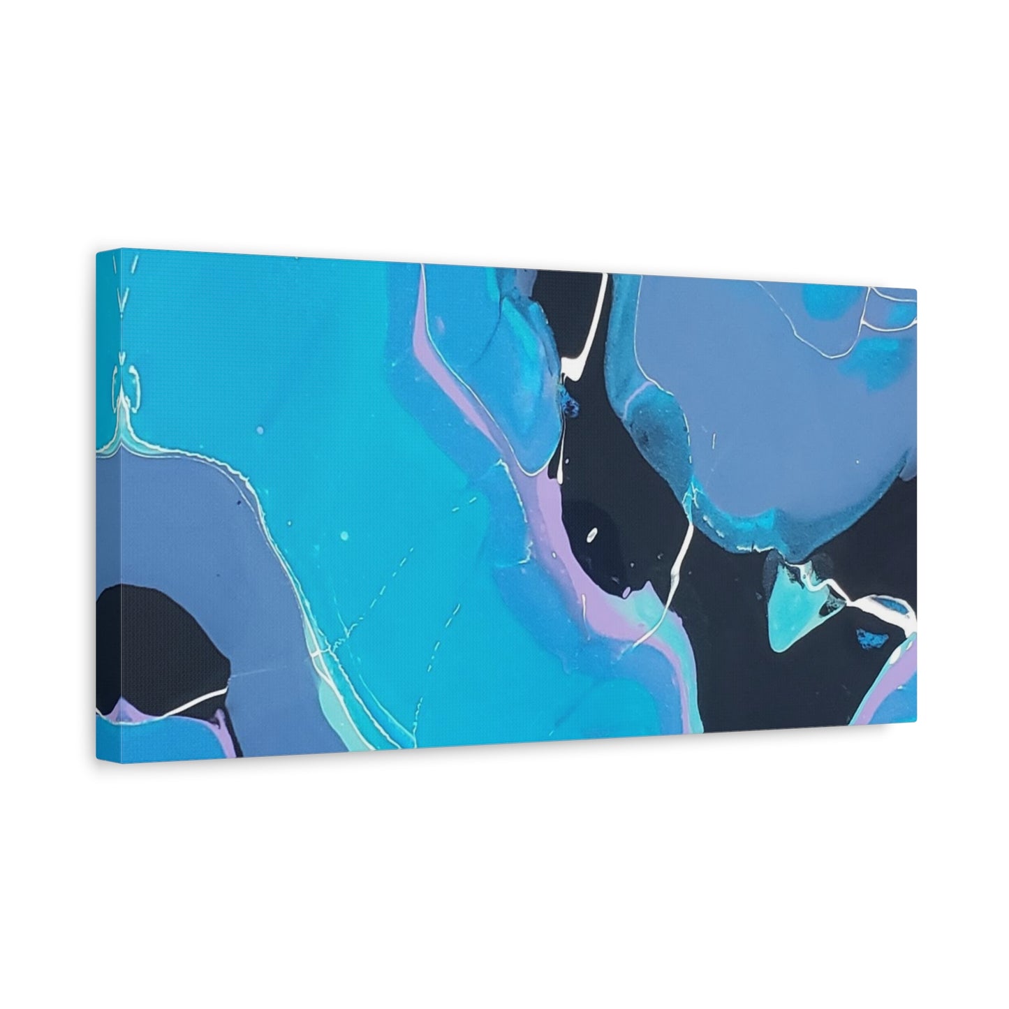 Abstract Blue Fluid Art Canvas Print — Matte Stretched Wall Art 1.25"