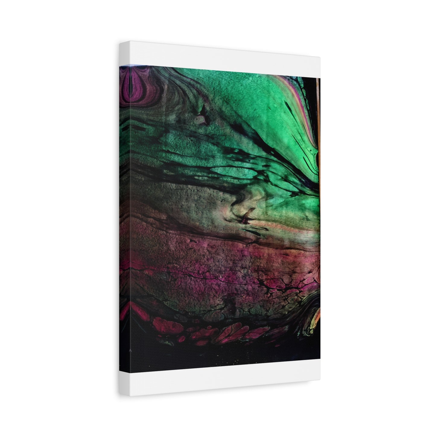 flame tempered pour - Abstract Teal & Magenta Canvas Wall Art — Matte Stretched 1.25"