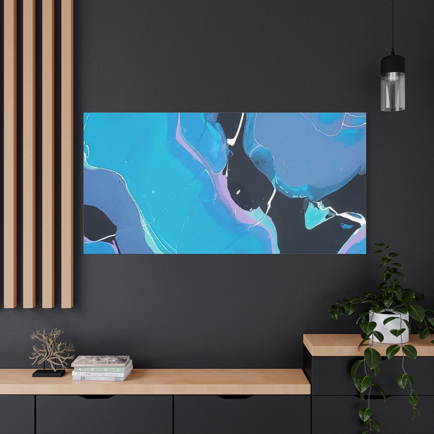 Abstract Blue Fluid Art Canvas Print — Matte Stretched Wall Art 1.25"