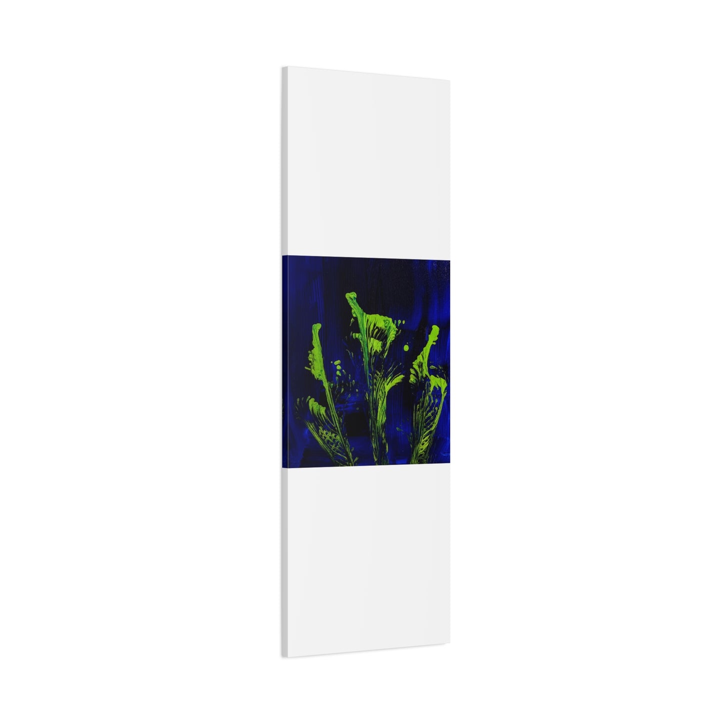 calla_lillies_pt.2 - Neon Floral Abstract Canvas Print — Blue & Lime Stretched Wall Art