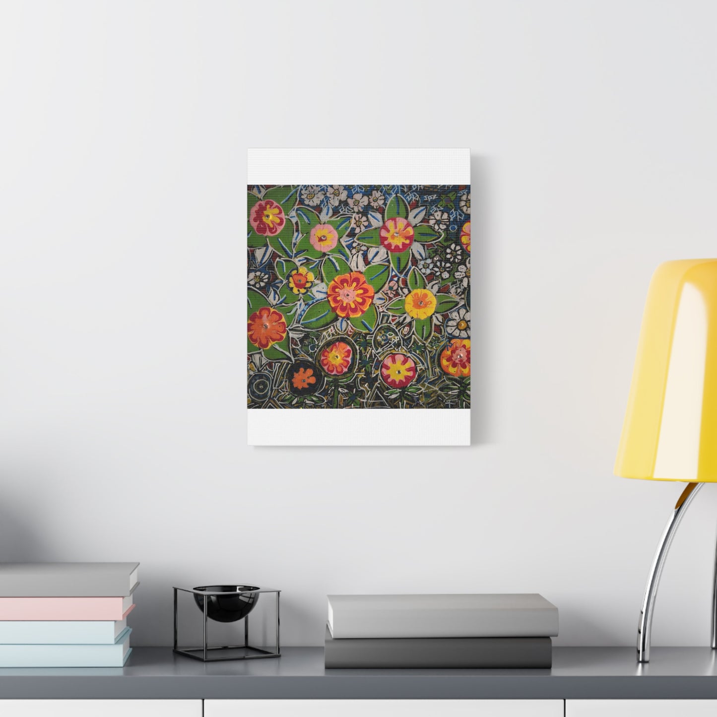 Urban_gardening-04 - Floral Pop Matte Stretched Canvas – Colorful Hand-Painted Garden Wall Art
