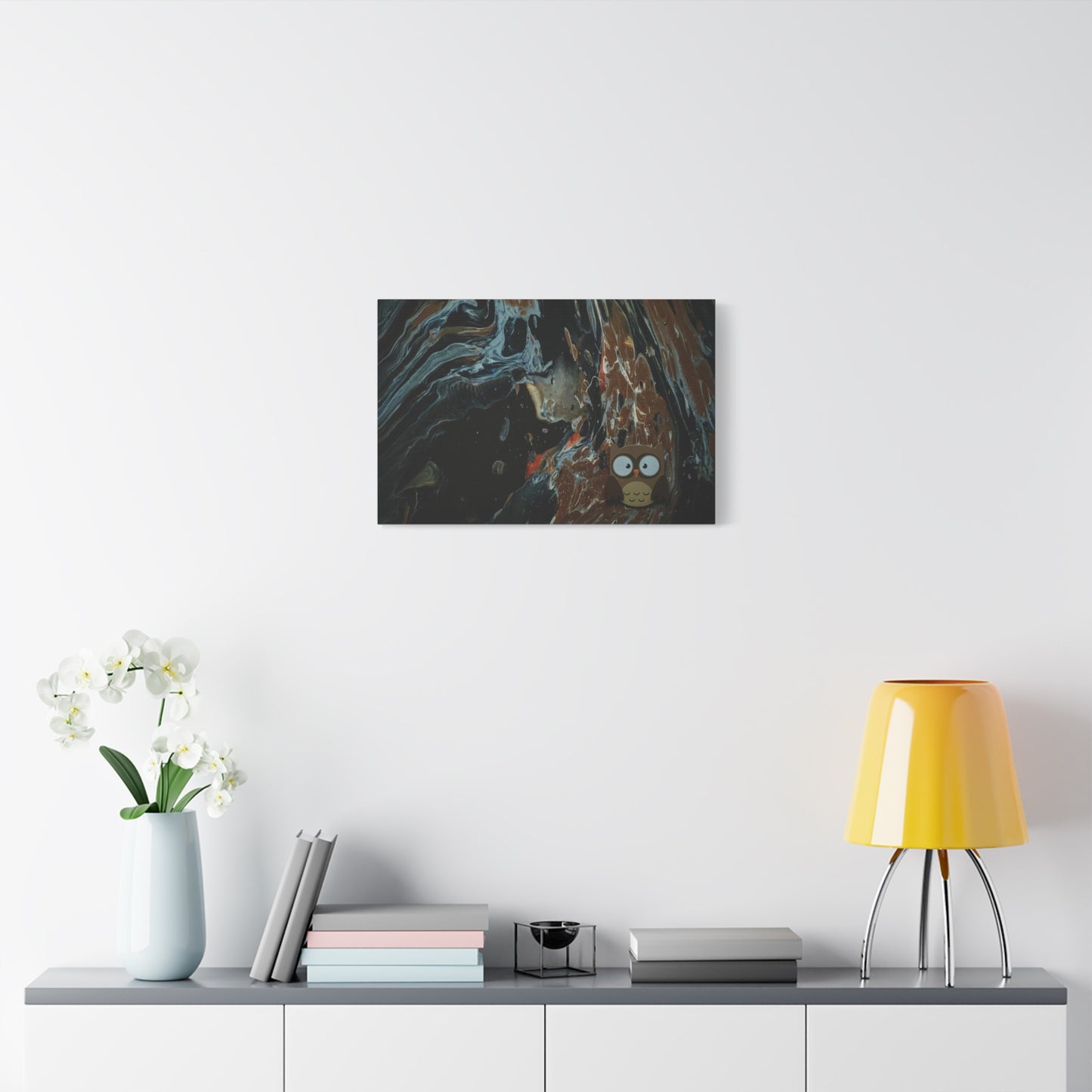 Abstract Swirl Owl Matte Canvas Print