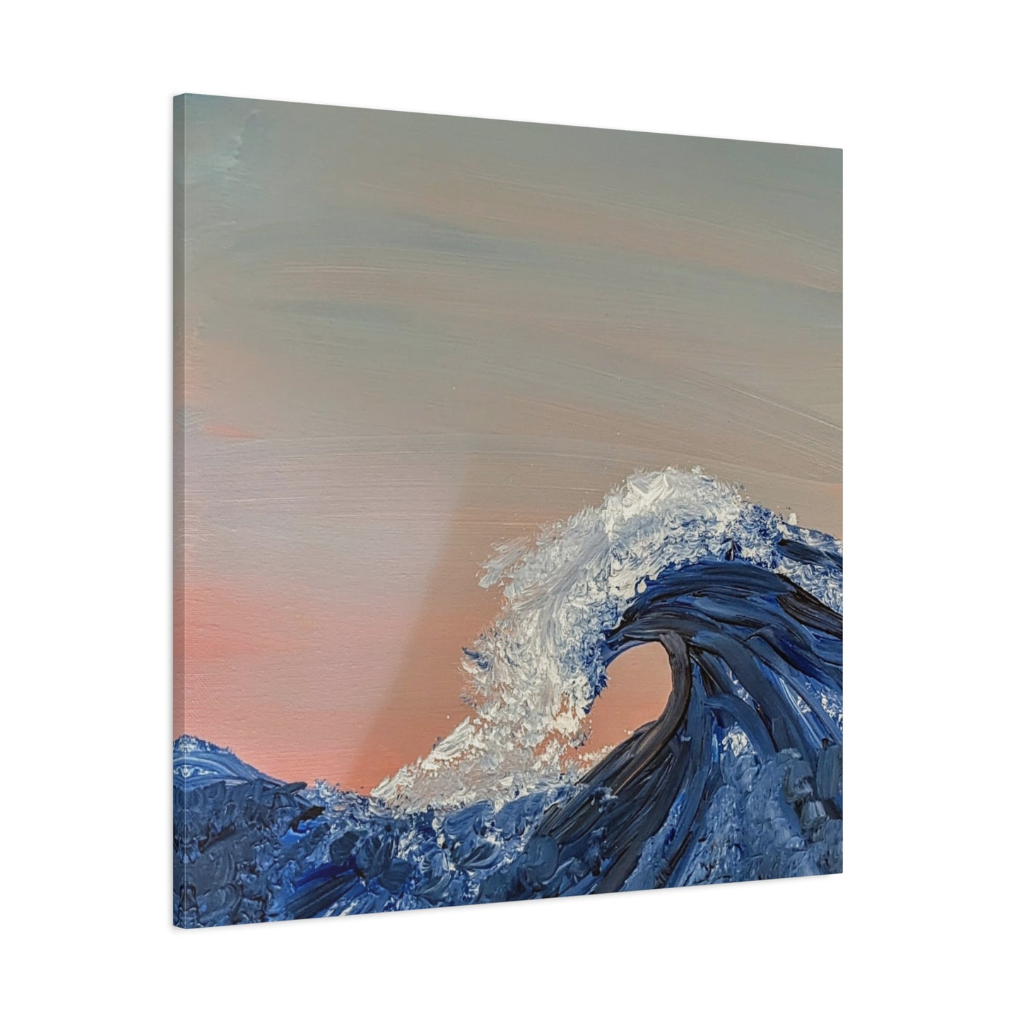 California_Coast - Ocean Wave Canvas Art — Blue Wave Seascape Matte Stretched Canvas