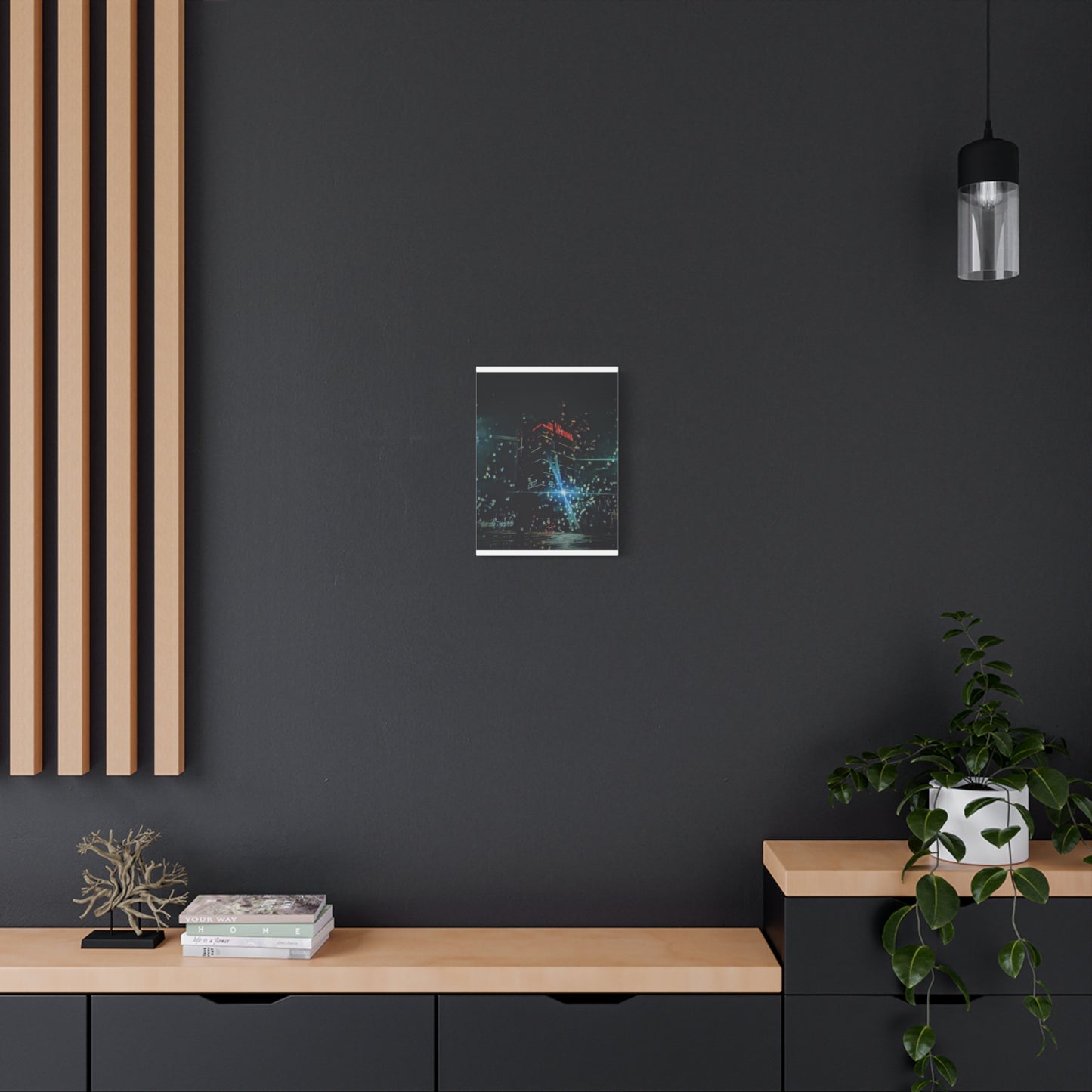 matrix @night Canvas Print — Moody Rainy Urban Wall Art (Matte Stretched)