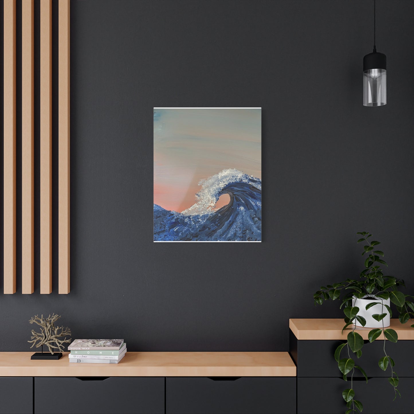 California_Coast - Ocean Wave Canvas Art — Blue Wave Seascape Matte Stretched Canvas
