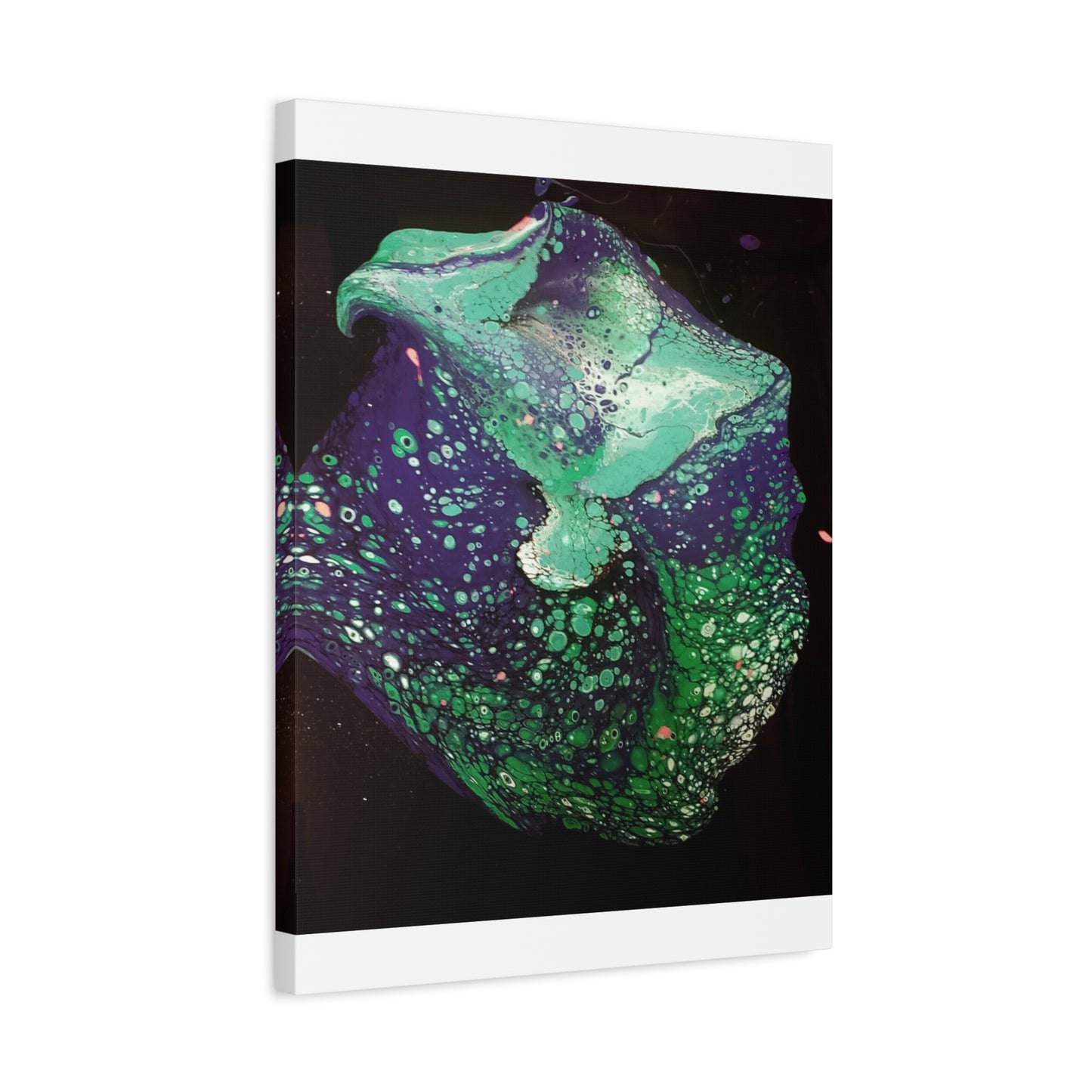 Abstract Green & Teal Fluid Art Canvas Print - Matte Stretched Wall Art