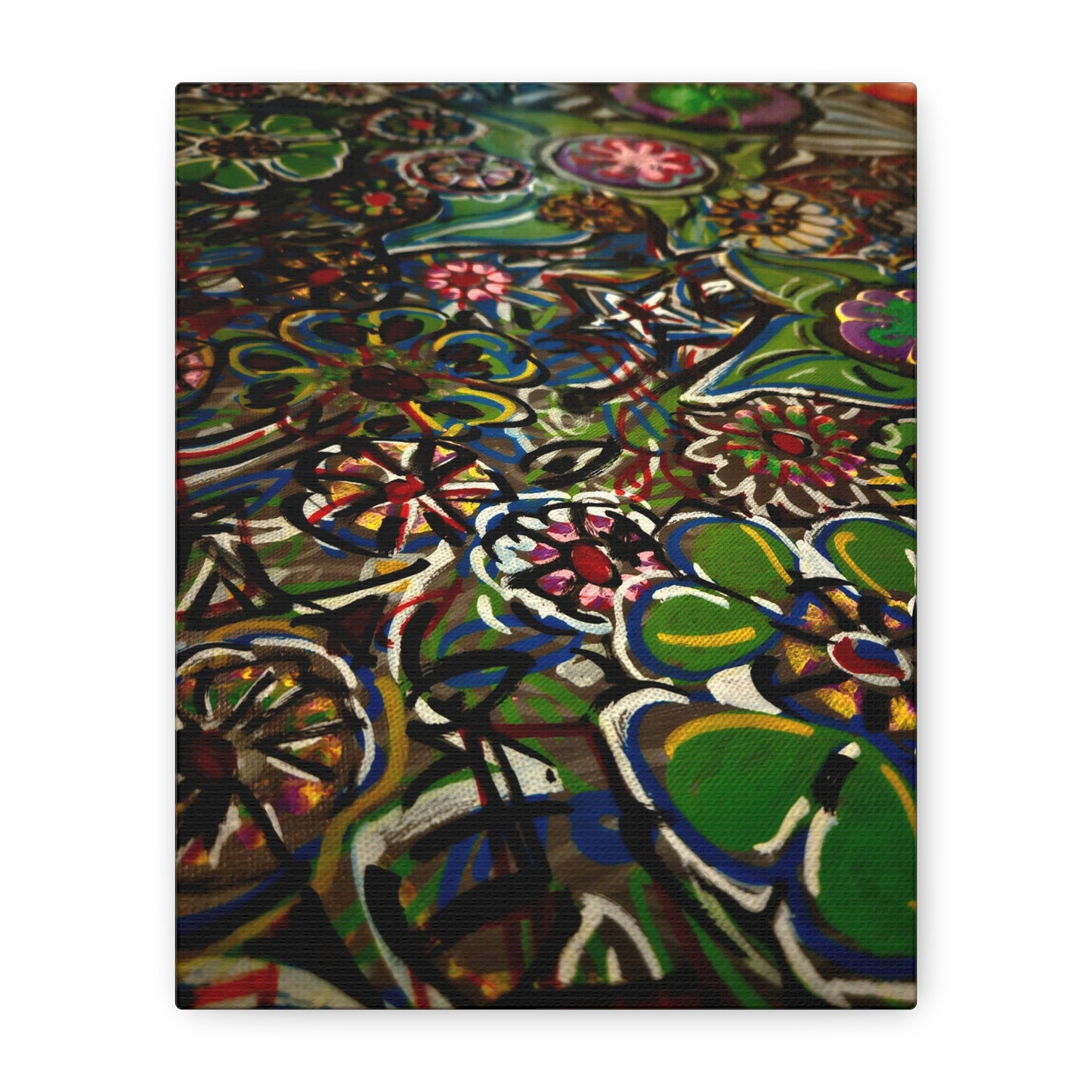 Urban_Gardening - Abstract Floral Canvas Print — Colorful Street-Art Style Stretched Wall Art