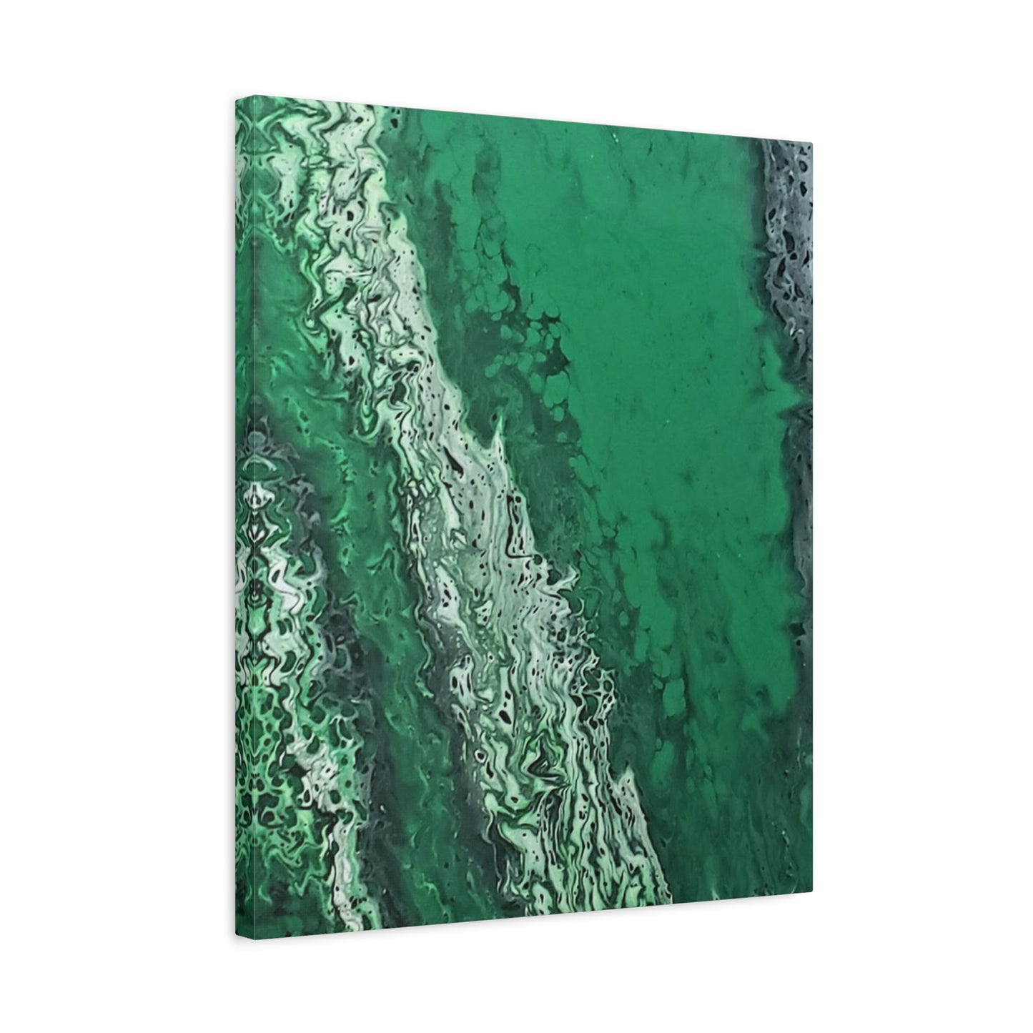 Emerald Wave Abstract Canvas Print — Matte Stretched Wall Art