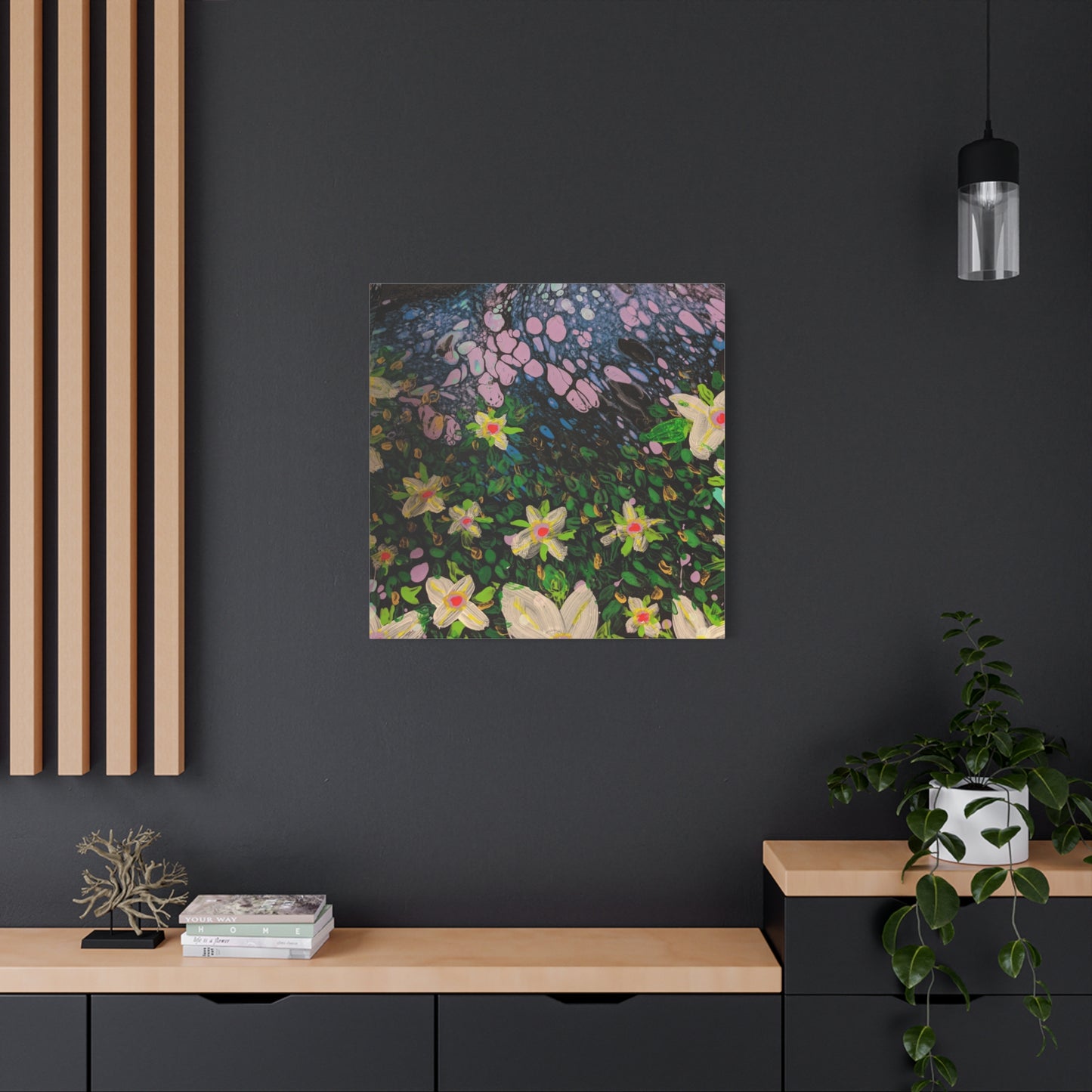 Floetrol&Flowers - Night Pour Garden Matte Canvas Print — Stretched Wall Art