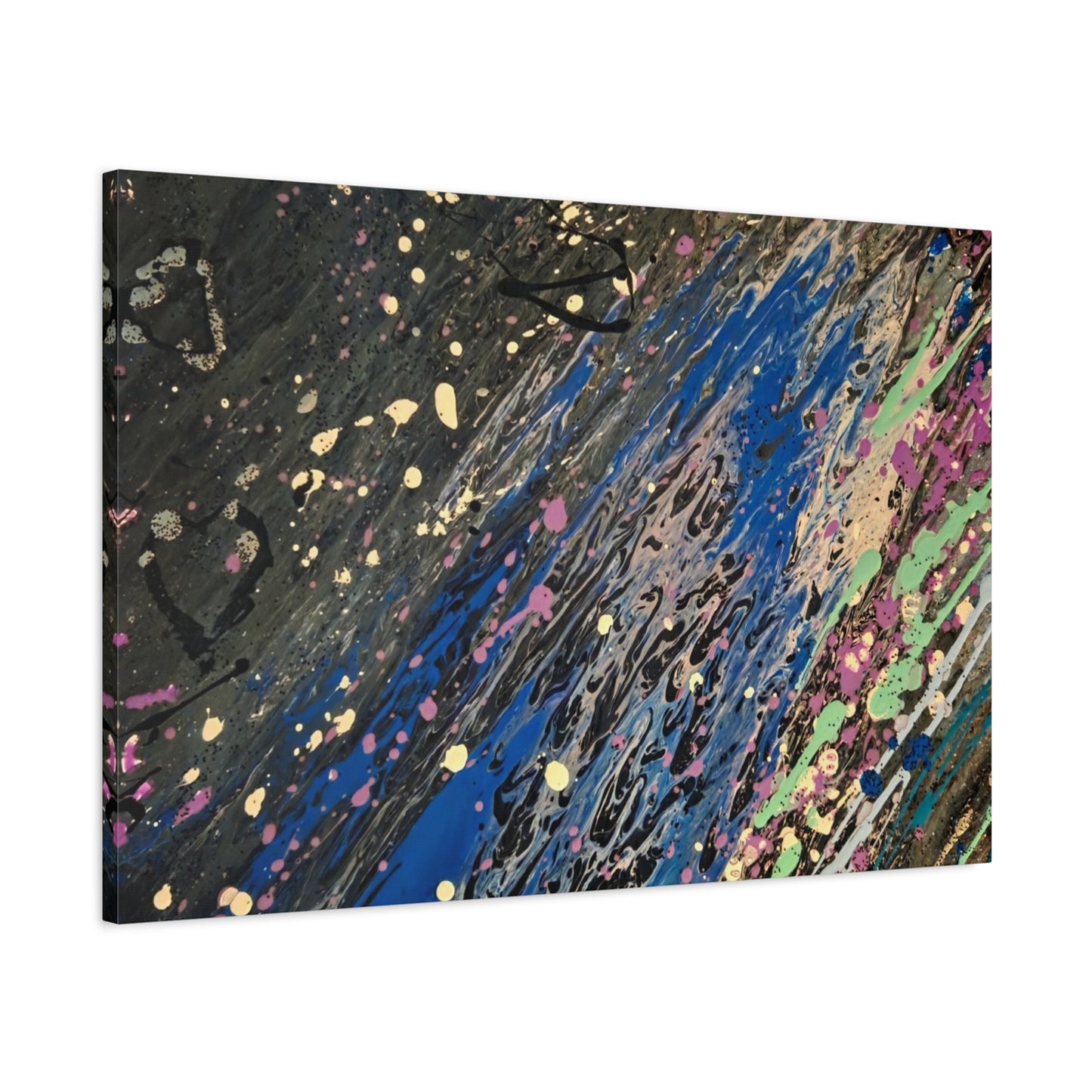 Abstract Splatter Matte Canvas Print — Colorful Fluid Art Wall Decor, Stretched 1.25"