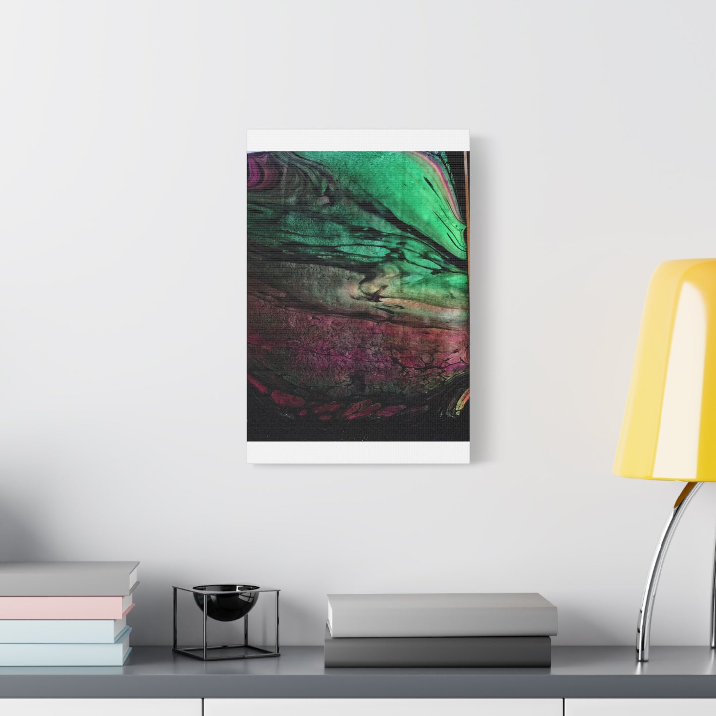 flame tempered pour - Abstract Teal & Magenta Canvas Wall Art — Matte Stretched 1.25"