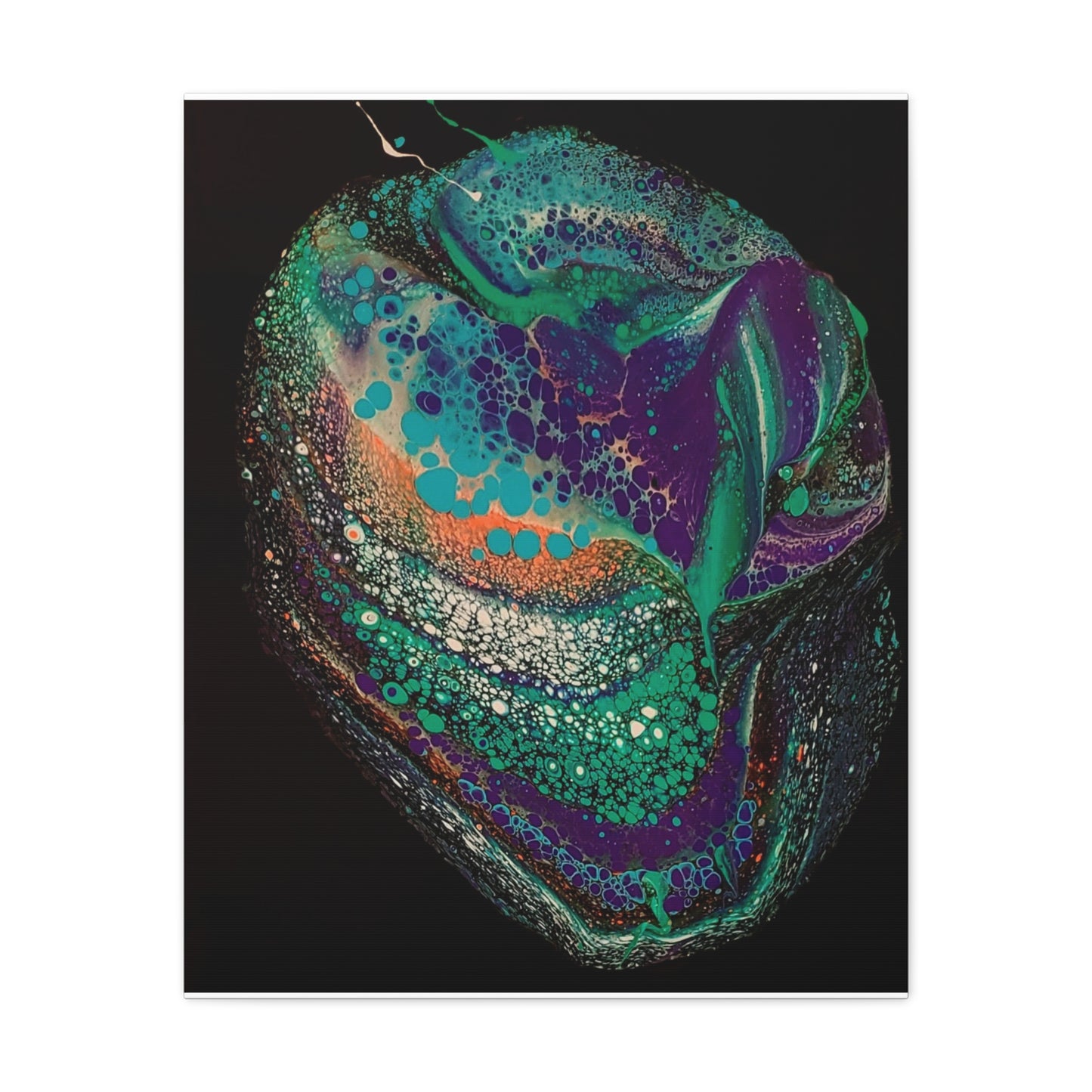 Abstract Fluid Art Canvas Print — Teal, Purple & Gold Swirl Matte Stretched Wall Art