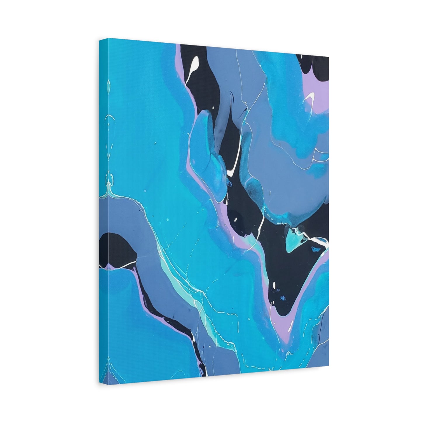 Abstract Blue Fluid Art Canvas Print — Matte Stretched Wall Art 1.25"