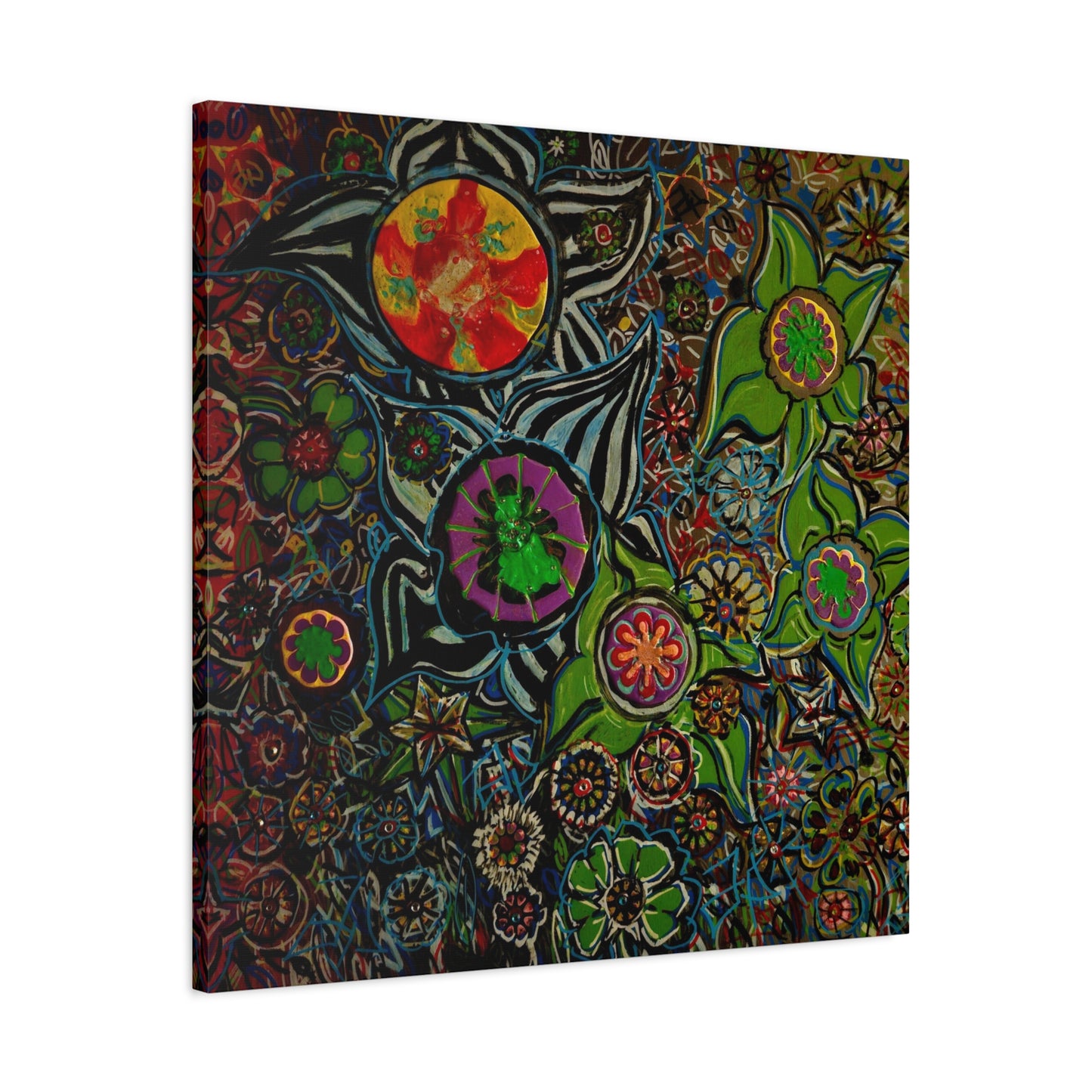 Urban_gardening-03 - Psychedelic Floral Canvas Print — Vibrant Abstract Garden Wall Art