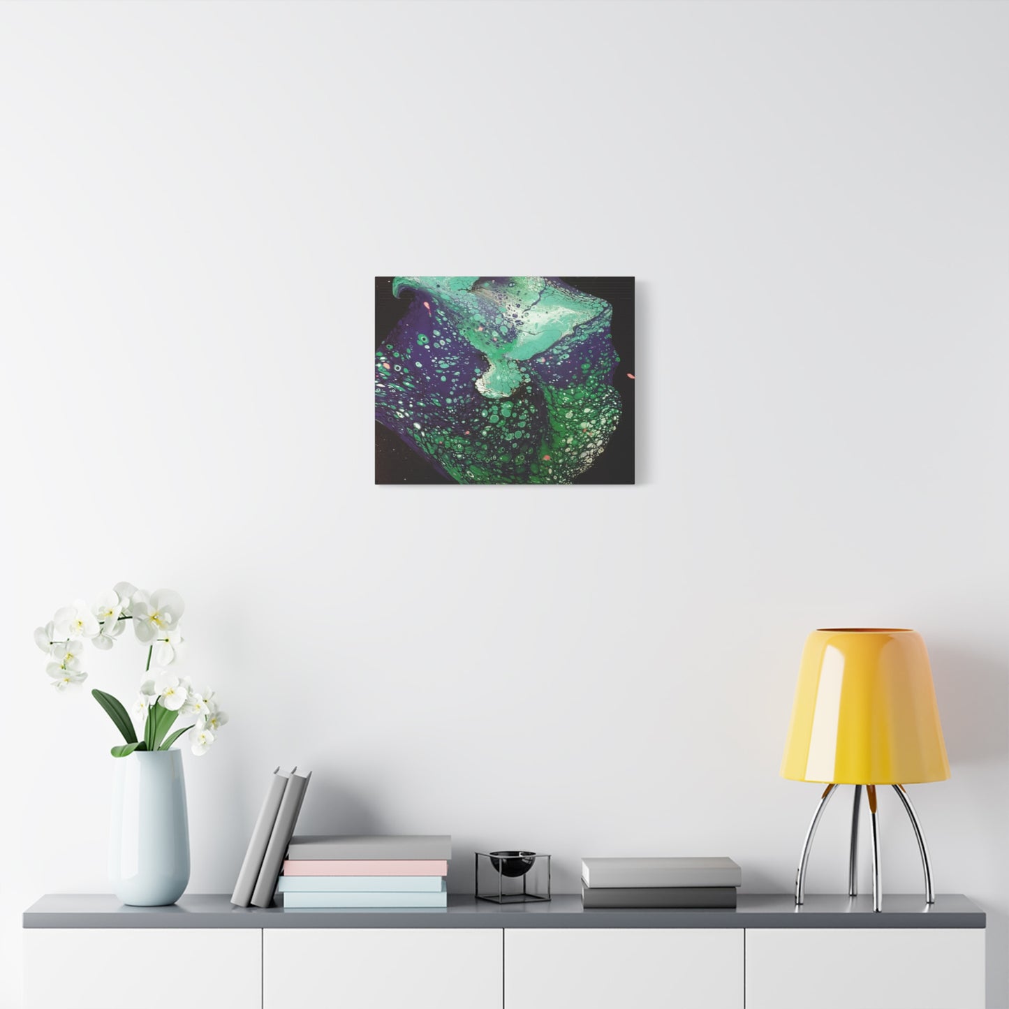 Abstract Green & Teal Fluid Art Canvas Print - Matte Stretched Wall Art