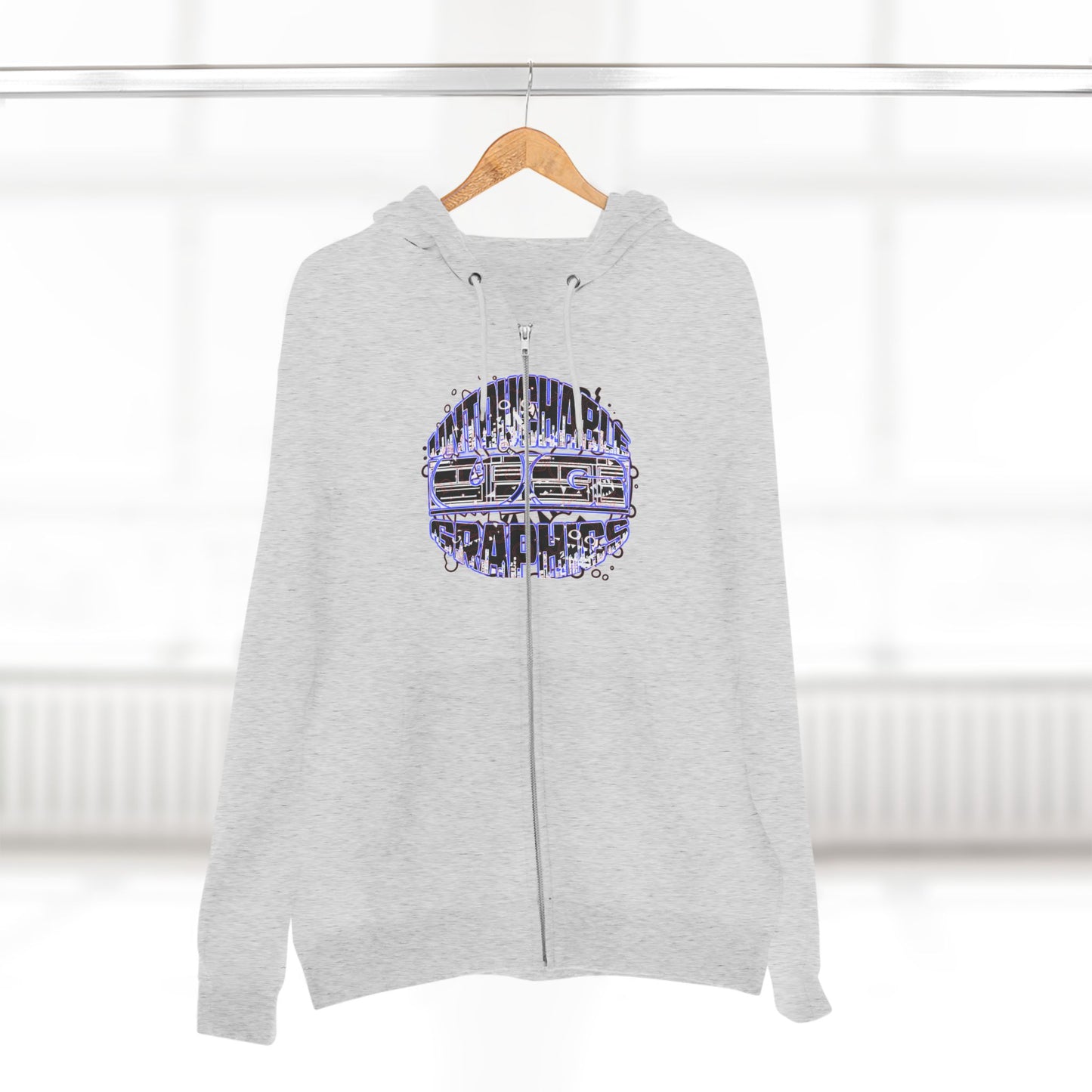 UG-logo - Zip Hoodie with Abstract Cyber Circuit Circle Graphic