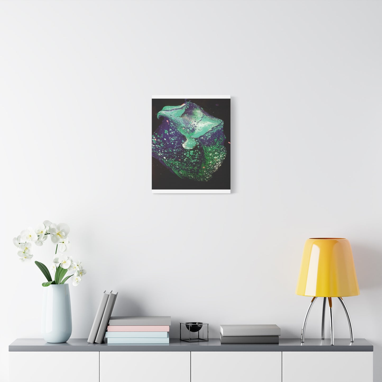 Abstract Green & Teal Fluid Art Canvas Print - Matte Stretched Wall Art