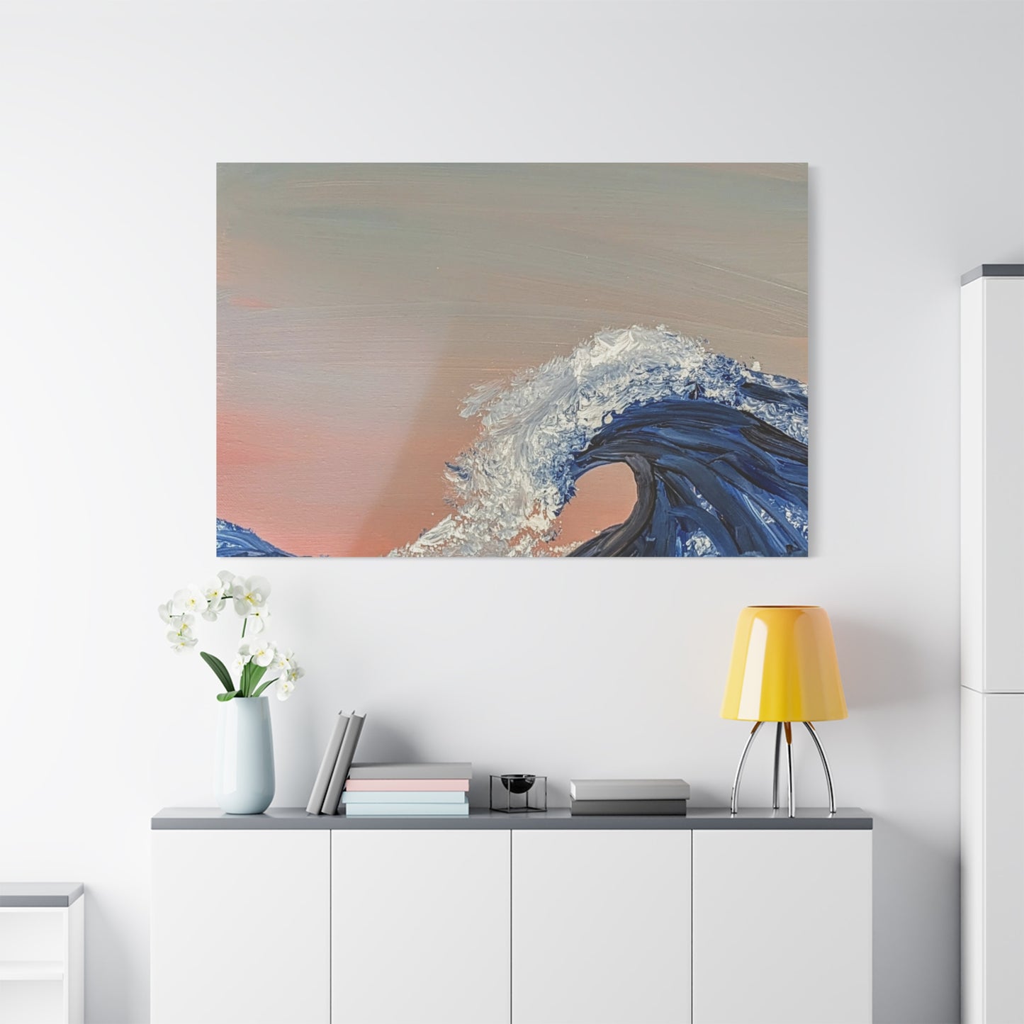 California_Coast - Ocean Wave Canvas Art — Blue Wave Seascape Matte Stretched Canvas