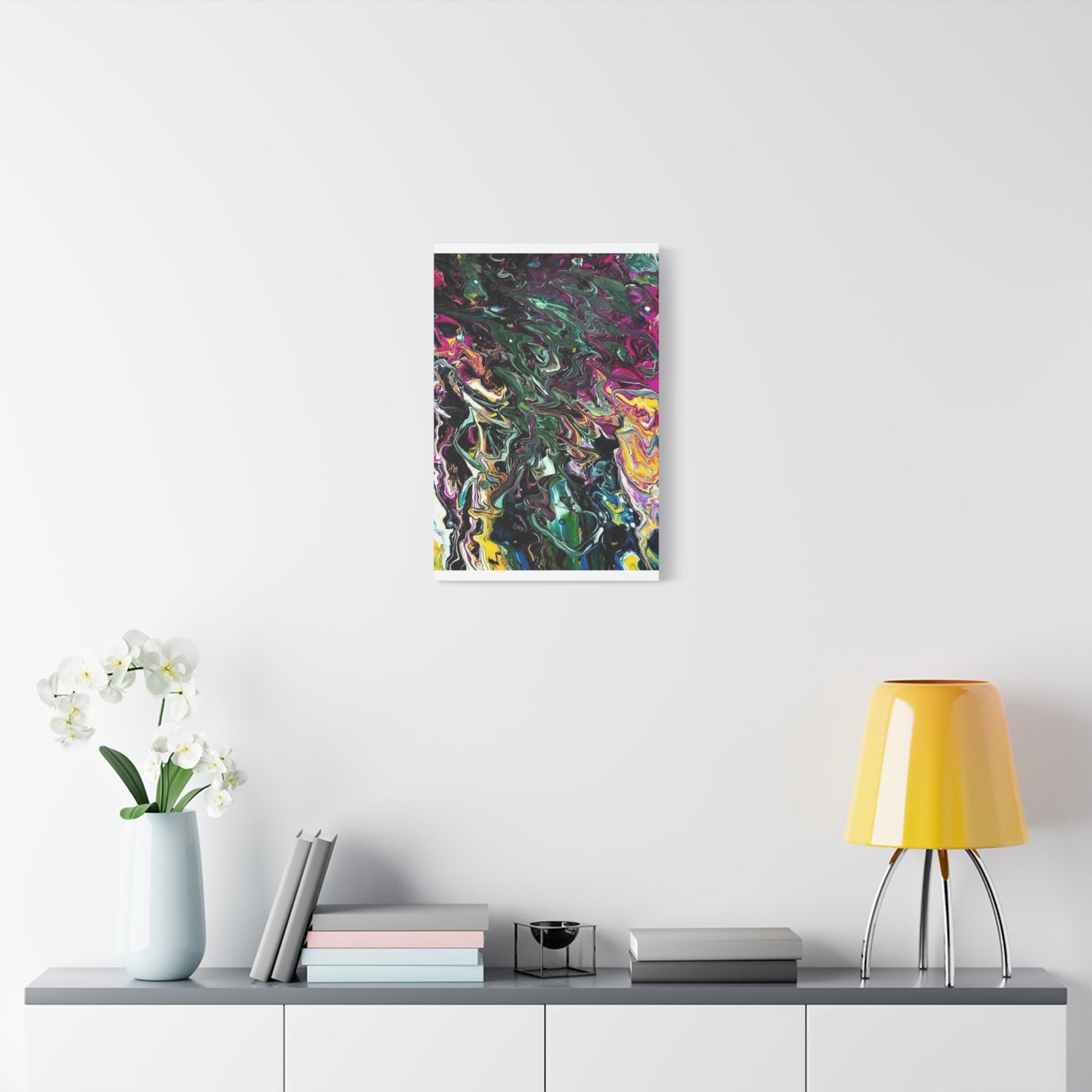 chaos in the garden - Abstract Fluid Art Matte Canvas Print - Colorful Swirl Wall Art