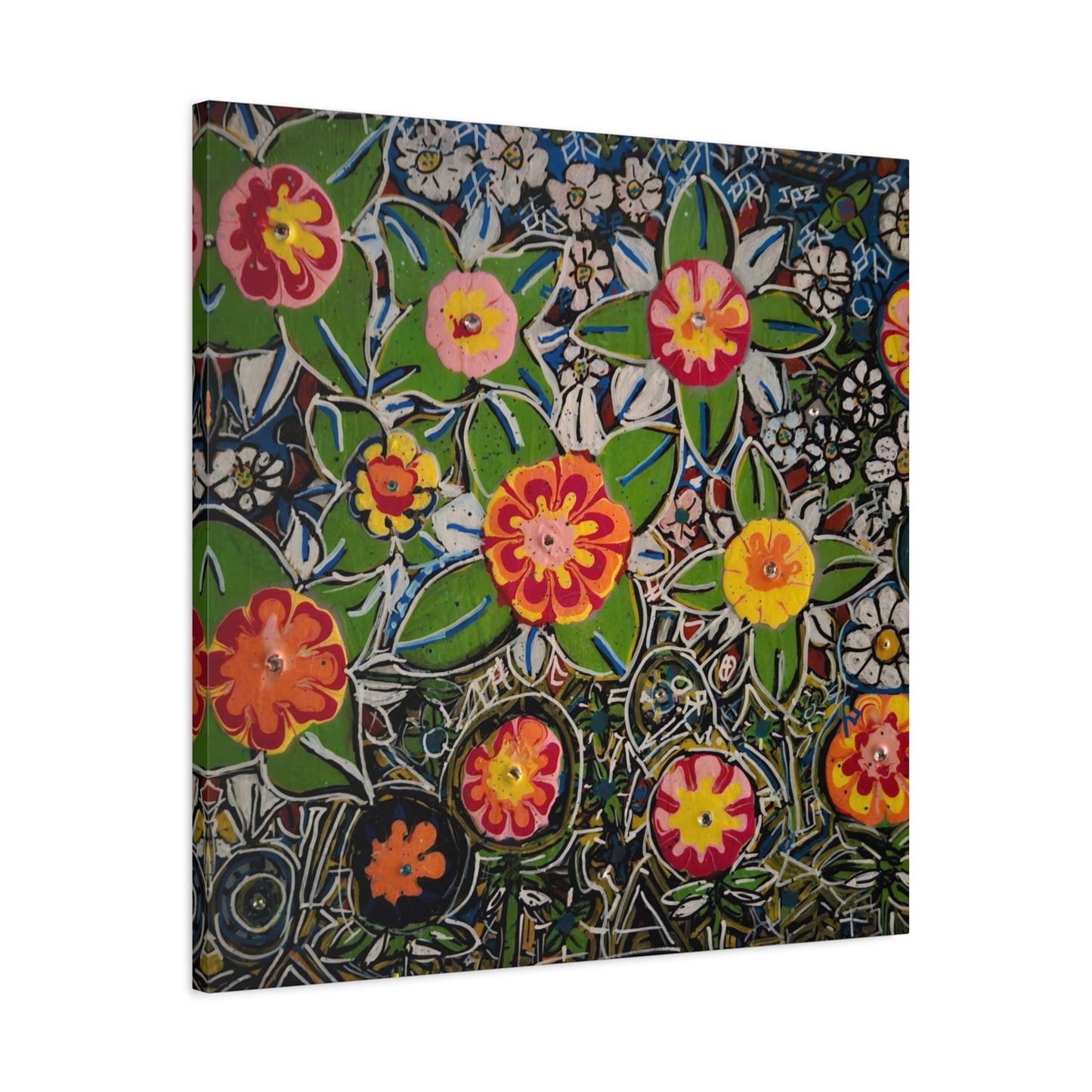 Urban_gardening-04 - Floral Pop Matte Stretched Canvas – Colorful Hand-Painted Garden Wall Art