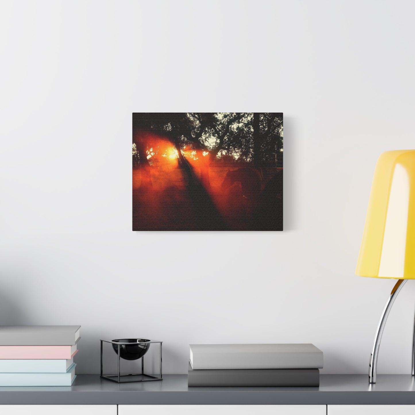 Sunset Forest Matte Canvas Wall Art — Dramatic Orange Light Photography
