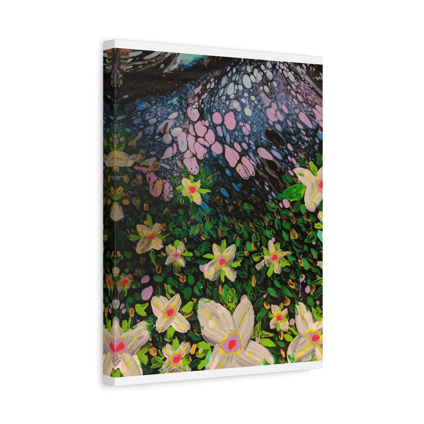 Floetrol&Flowers - Night Pour Garden Matte Canvas Print — Stretched Wall Art