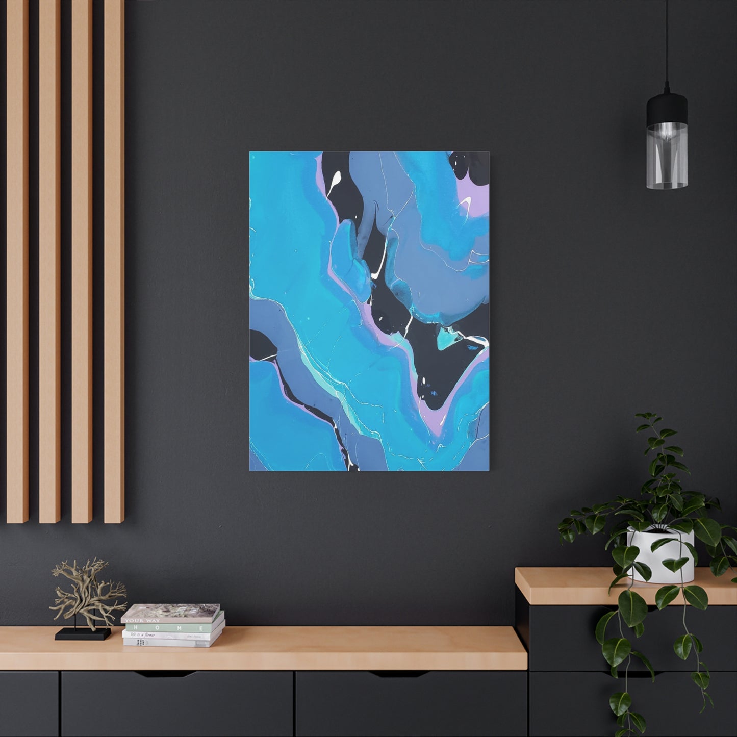 Abstract Blue Fluid Art Canvas Print — Matte Stretched Wall Art 1.25"