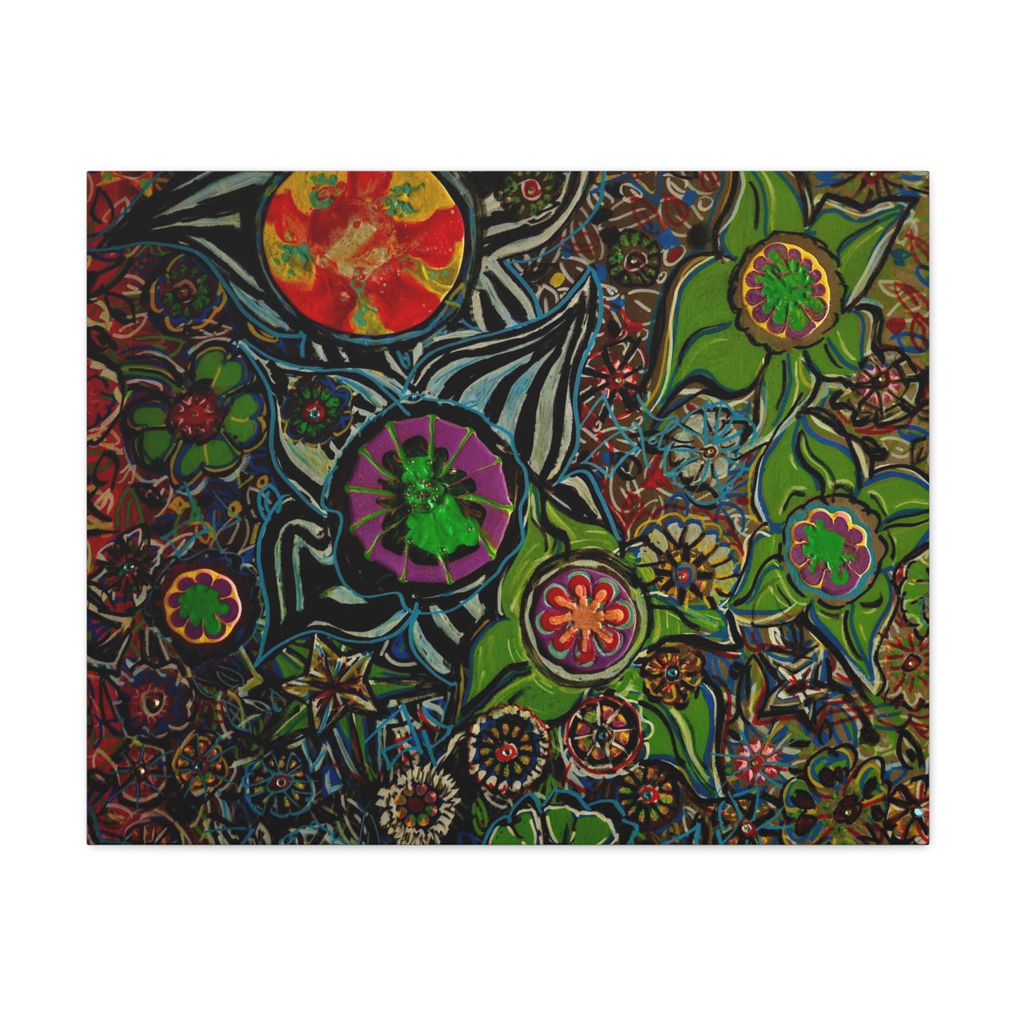 Urban_gardening-03 - Psychedelic Floral Canvas Print — Vibrant Abstract Garden Wall Art