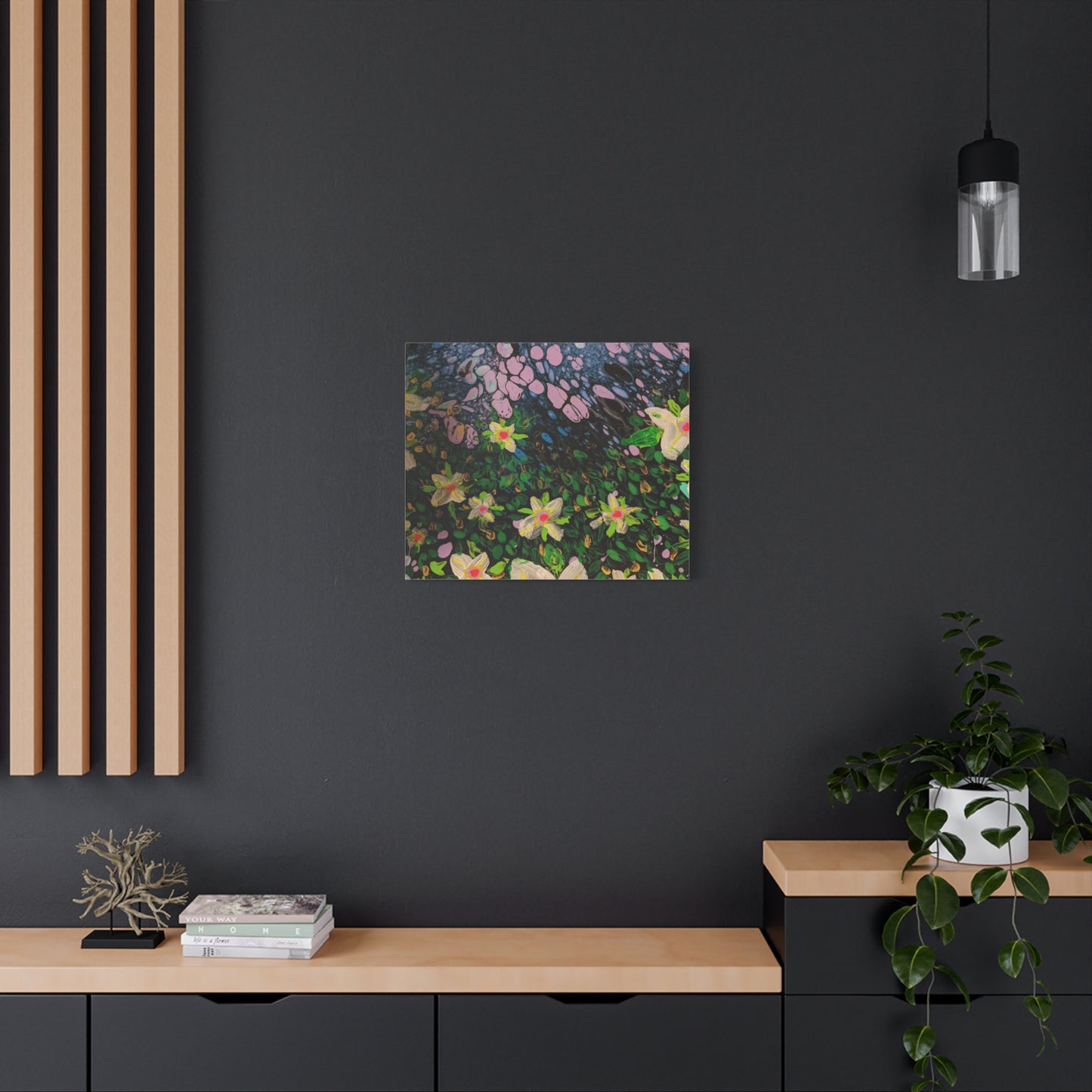 Floetrol&Flowers - Night Pour Garden Matte Canvas Print — Stretched Wall Art