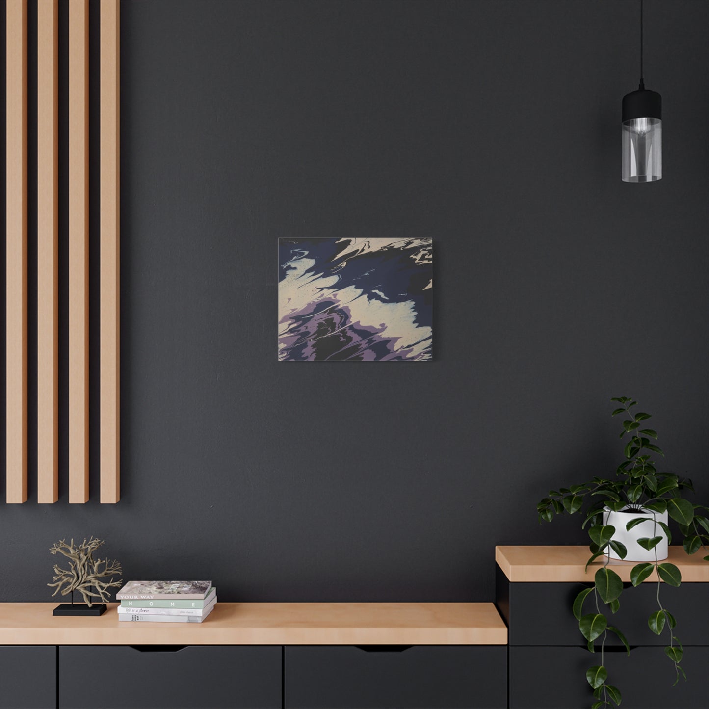 Abstract Navy & Lavender Wave Matte Stretched Canvas (1.25")