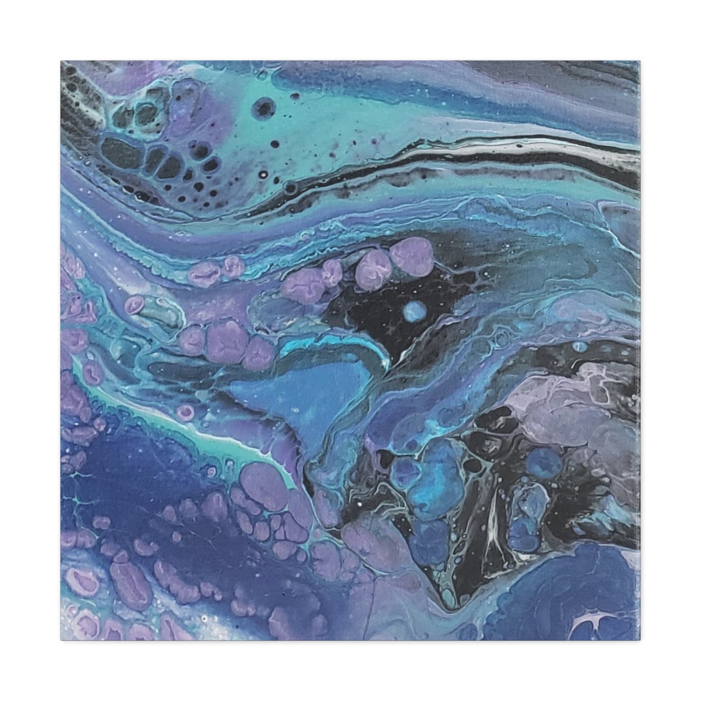 Abstract Ocean Wave Matte Canvas Print — Blue & Purple Fluid Art, Stretched 1.25"
