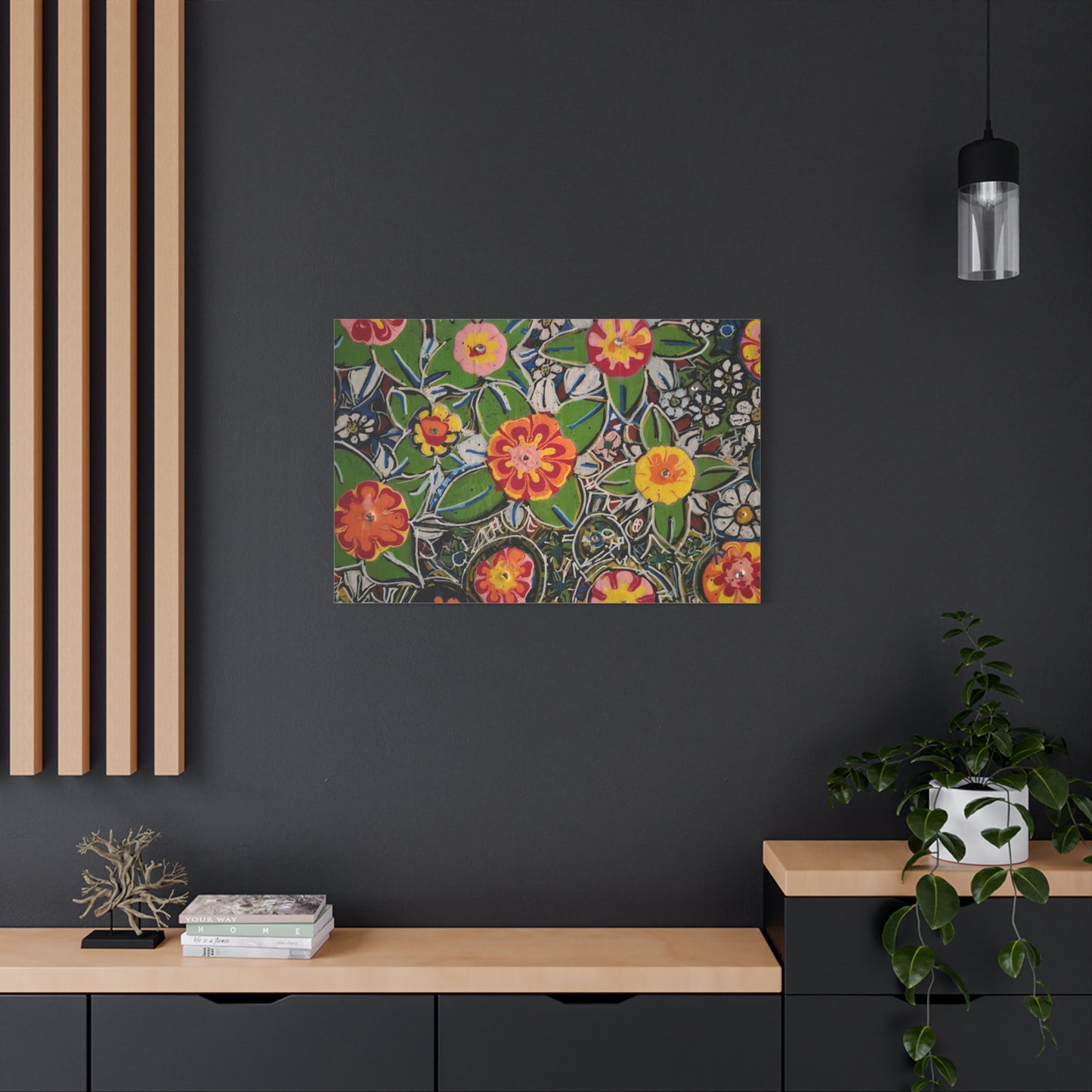 Urban_gardening-04 - Floral Pop Matte Stretched Canvas – Colorful Hand-Painted Garden Wall Art