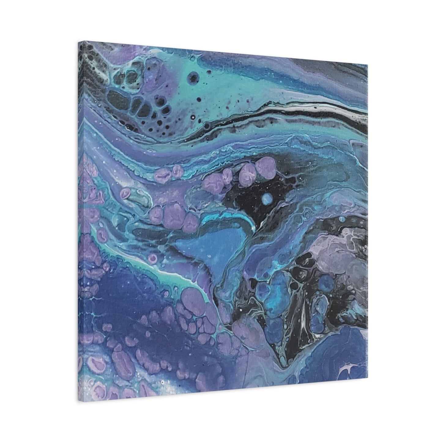 Abstract Ocean Wave Matte Canvas Print — Blue & Purple Fluid Art, Stretched 1.25"