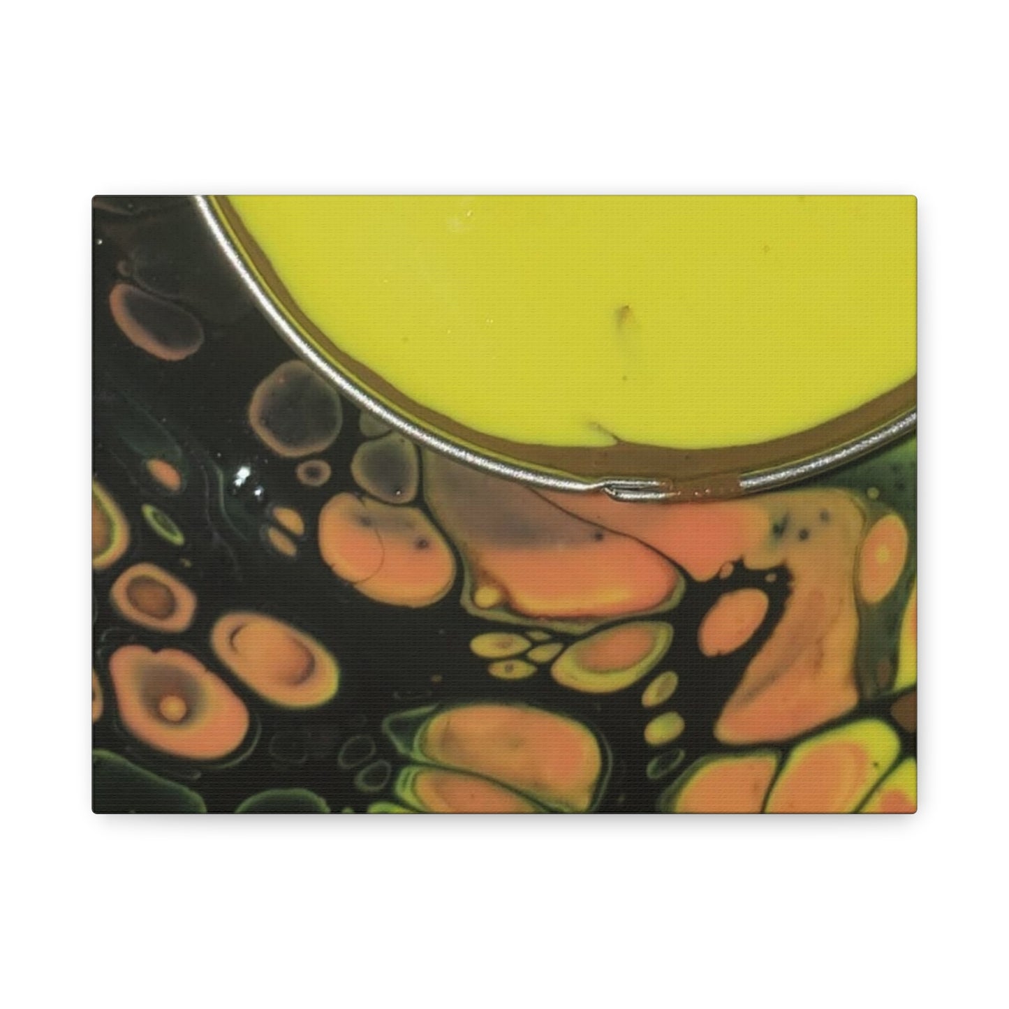 Abstract Fluid Art Canvas Print — Yellow & Black Cell Pour