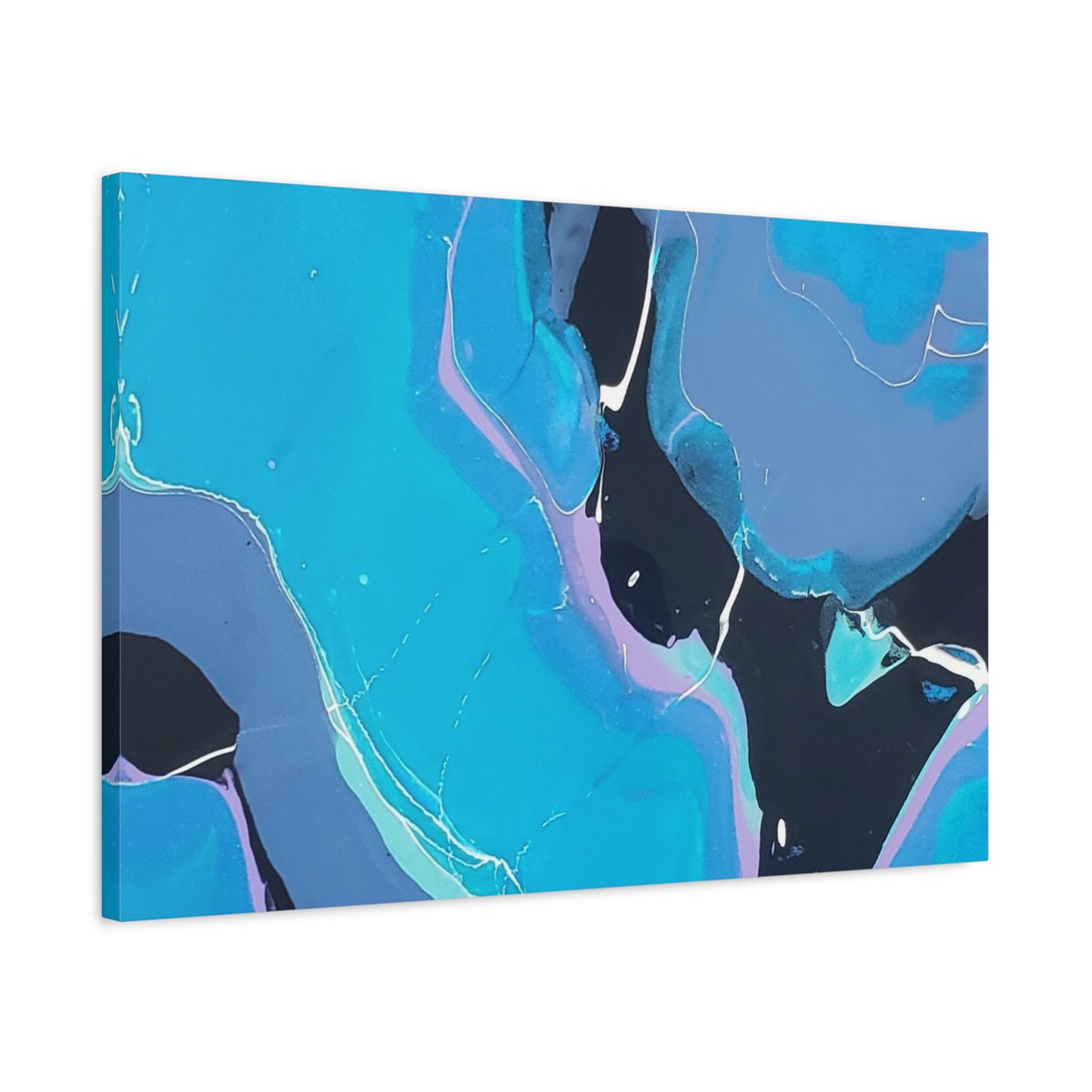Abstract Blue Fluid Art Canvas Print — Matte Stretched Wall Art 1.25"