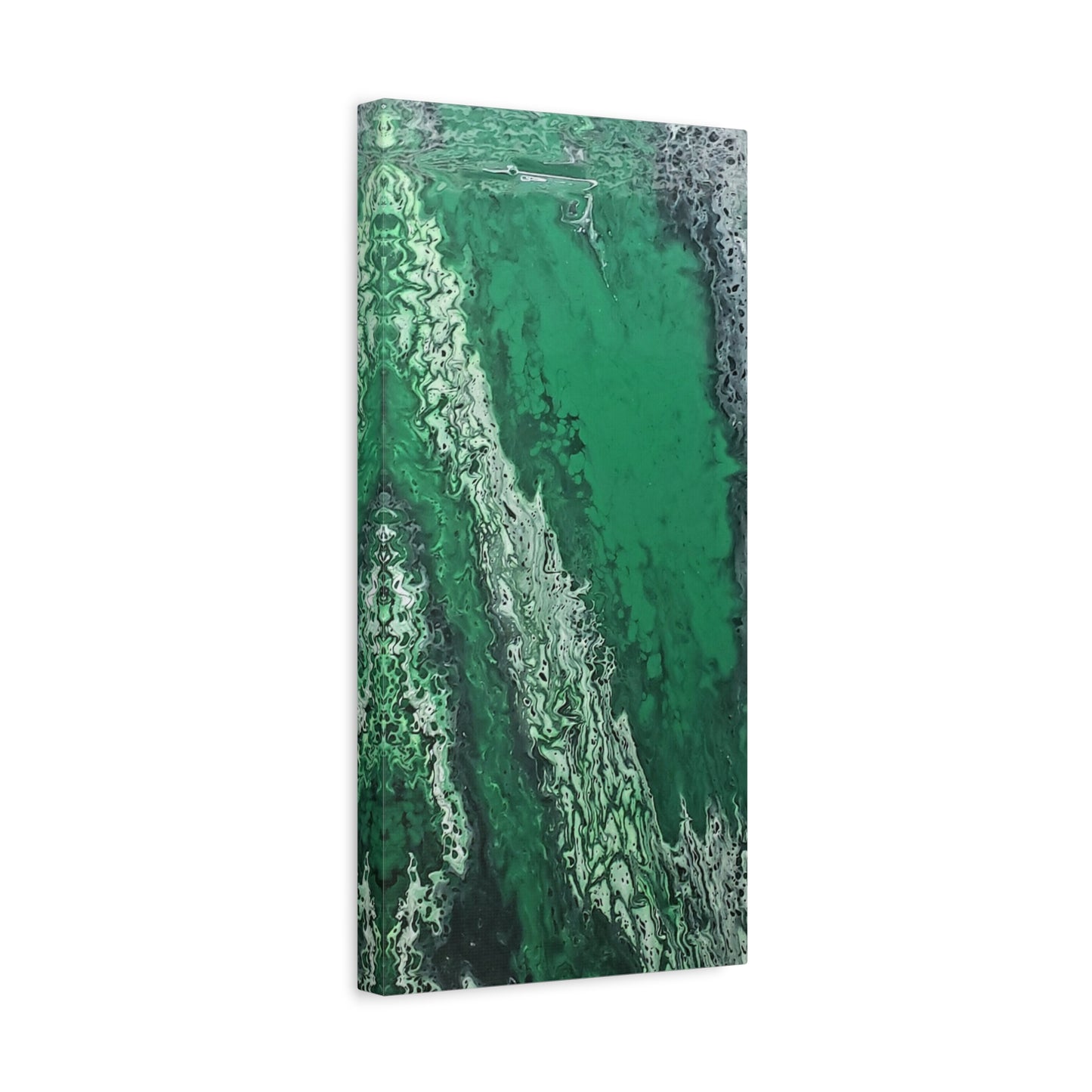 Emerald Wave Abstract Canvas Print — Matte Stretched Wall Art