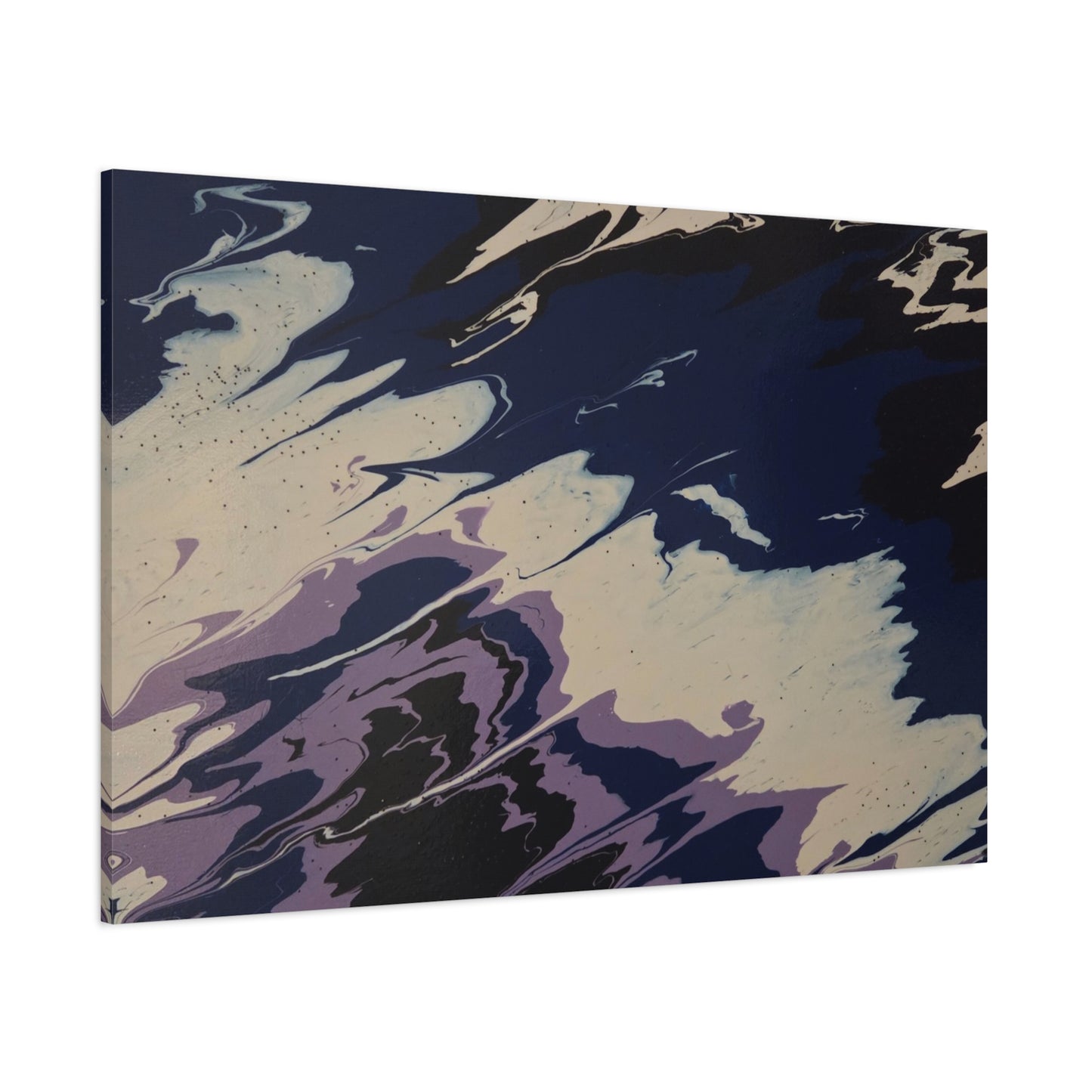 Abstract Navy & Lavender Wave Matte Stretched Canvas (1.25")