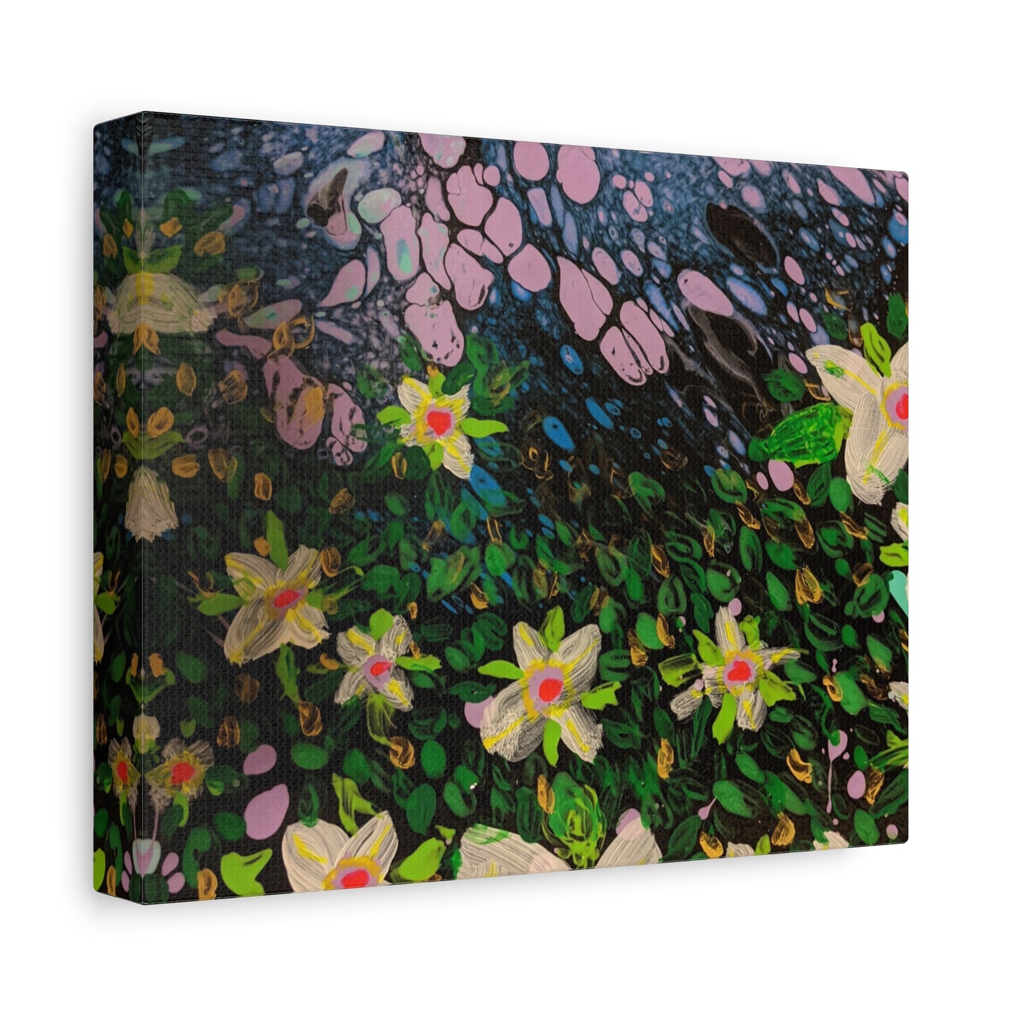 Floetrol&Flowers - Night Pour Garden Matte Canvas Print — Stretched Wall Art