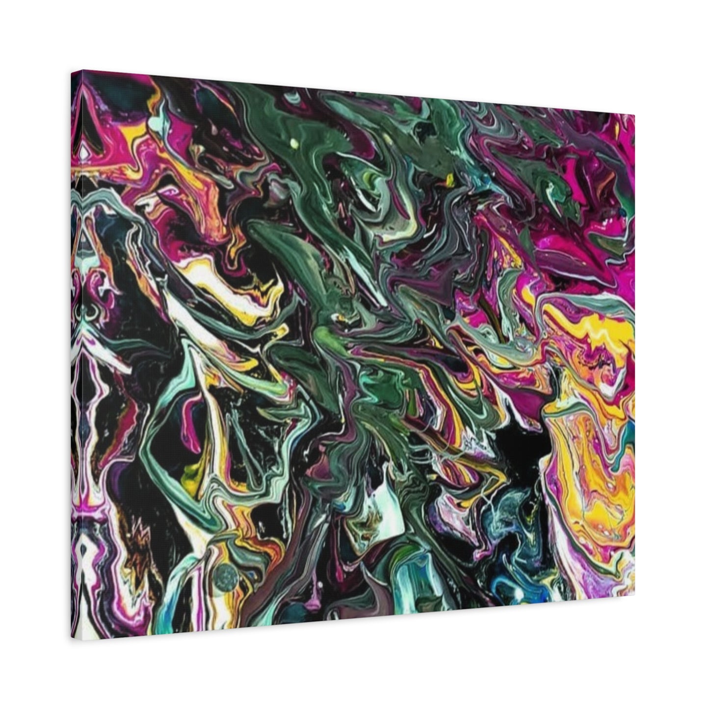 chaos in the garden - Abstract Fluid Art Matte Canvas Print - Colorful Swirl Wall Art