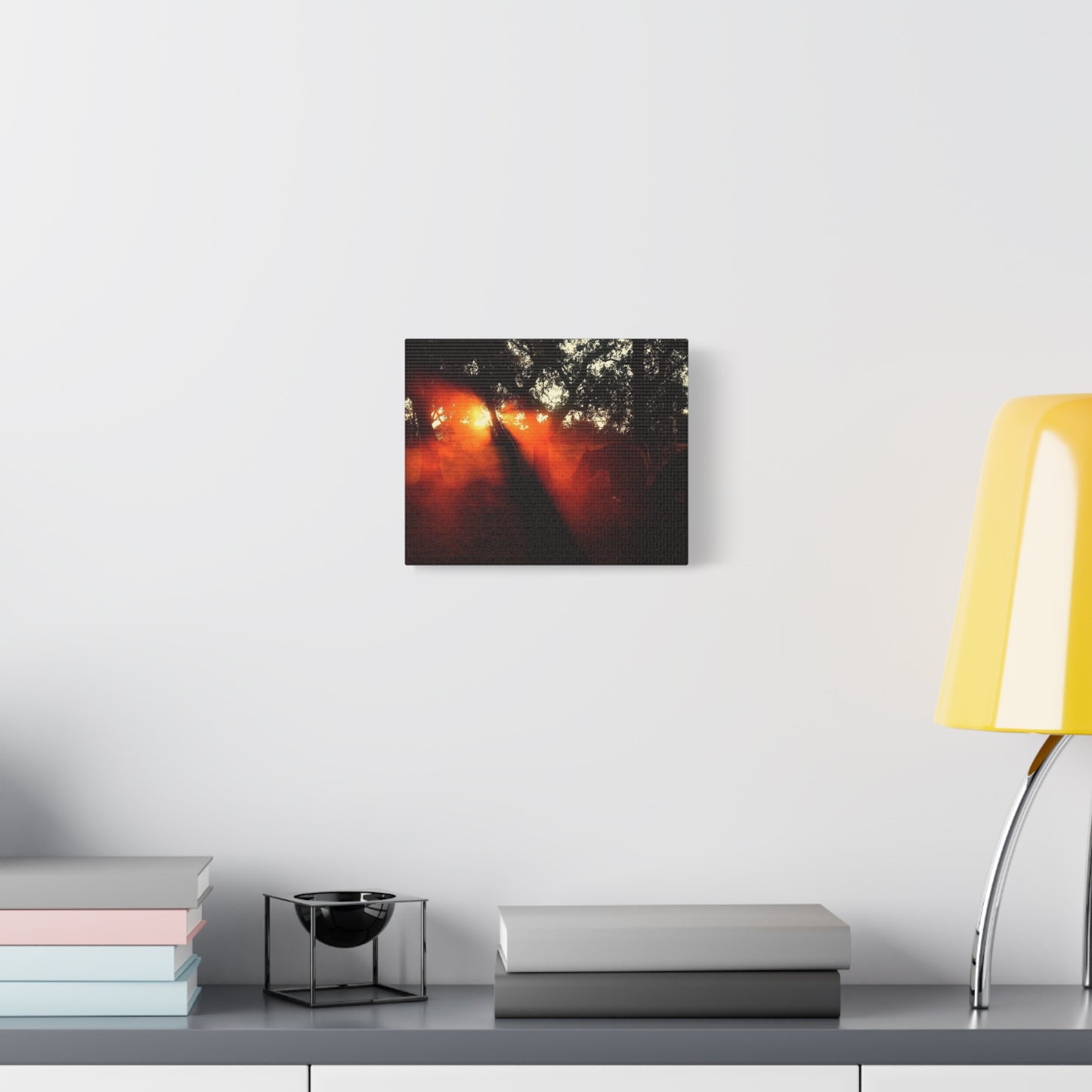 Sunset Forest Matte Canvas Wall Art — Dramatic Orange Light Photography