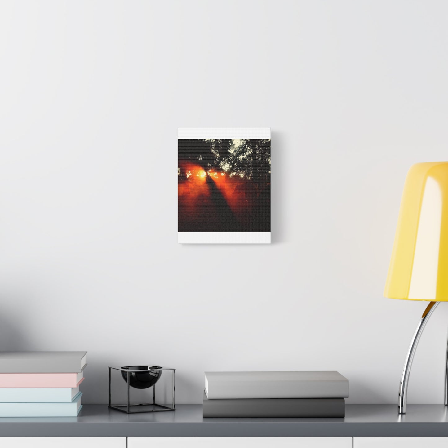 Sunset Forest Matte Canvas Wall Art — Dramatic Orange Light Photography
