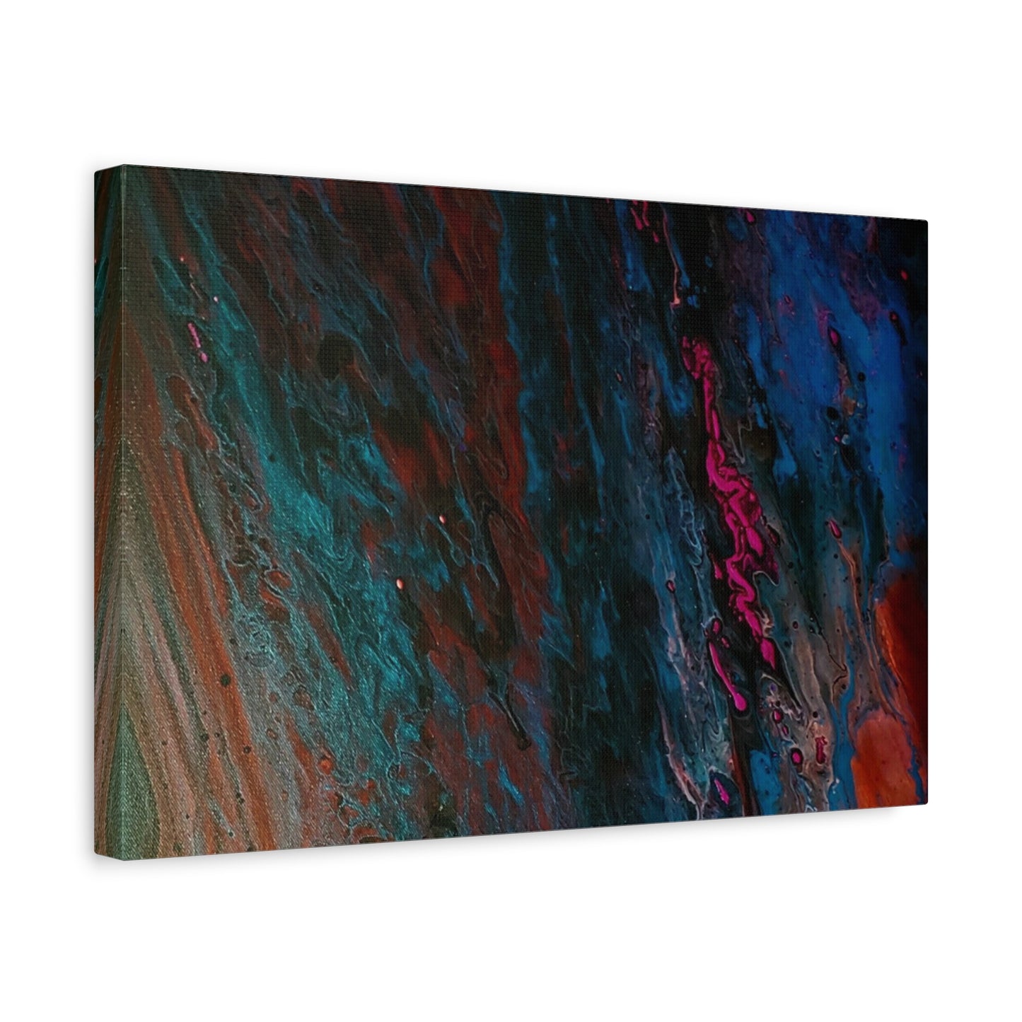 Abstract Fluid Art Canvas Wall Art - Jupiter pour — Vibrant Ocean Night Matte Stretched Canvas