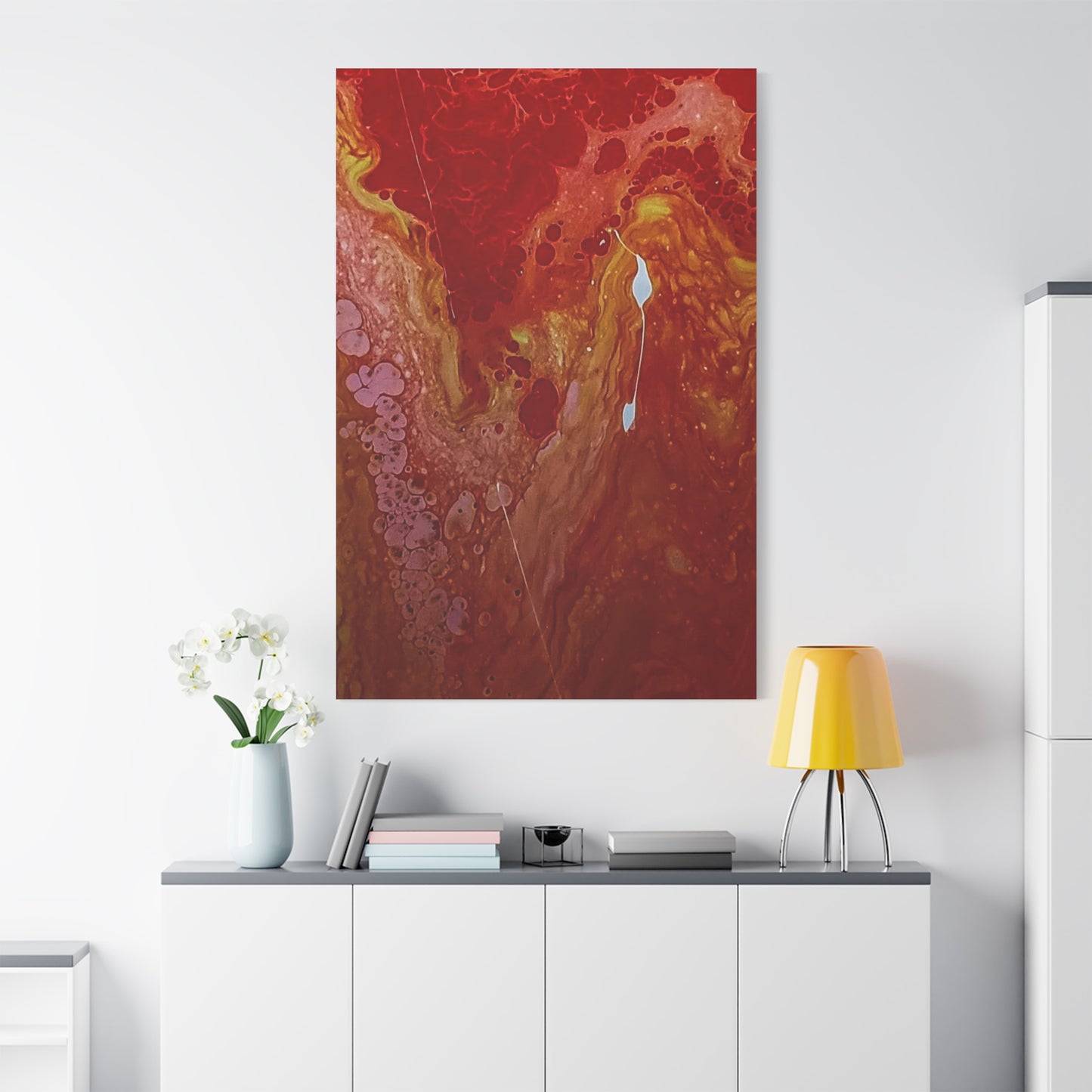 Abstract Red Fluid Art Canvas Print — Matte Stretched Wall Art
