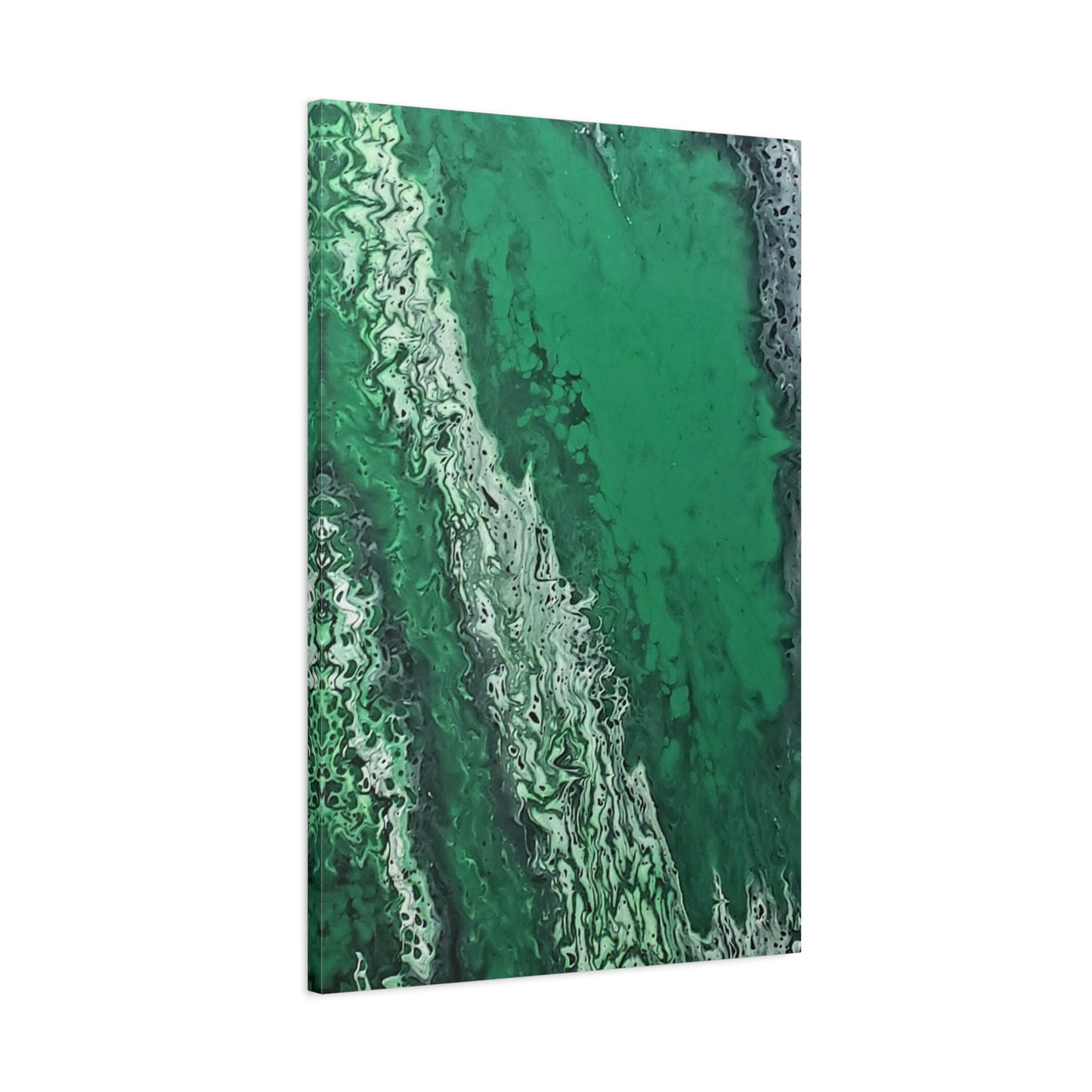 Emerald Wave Abstract Canvas Print — Matte Stretched Wall Art