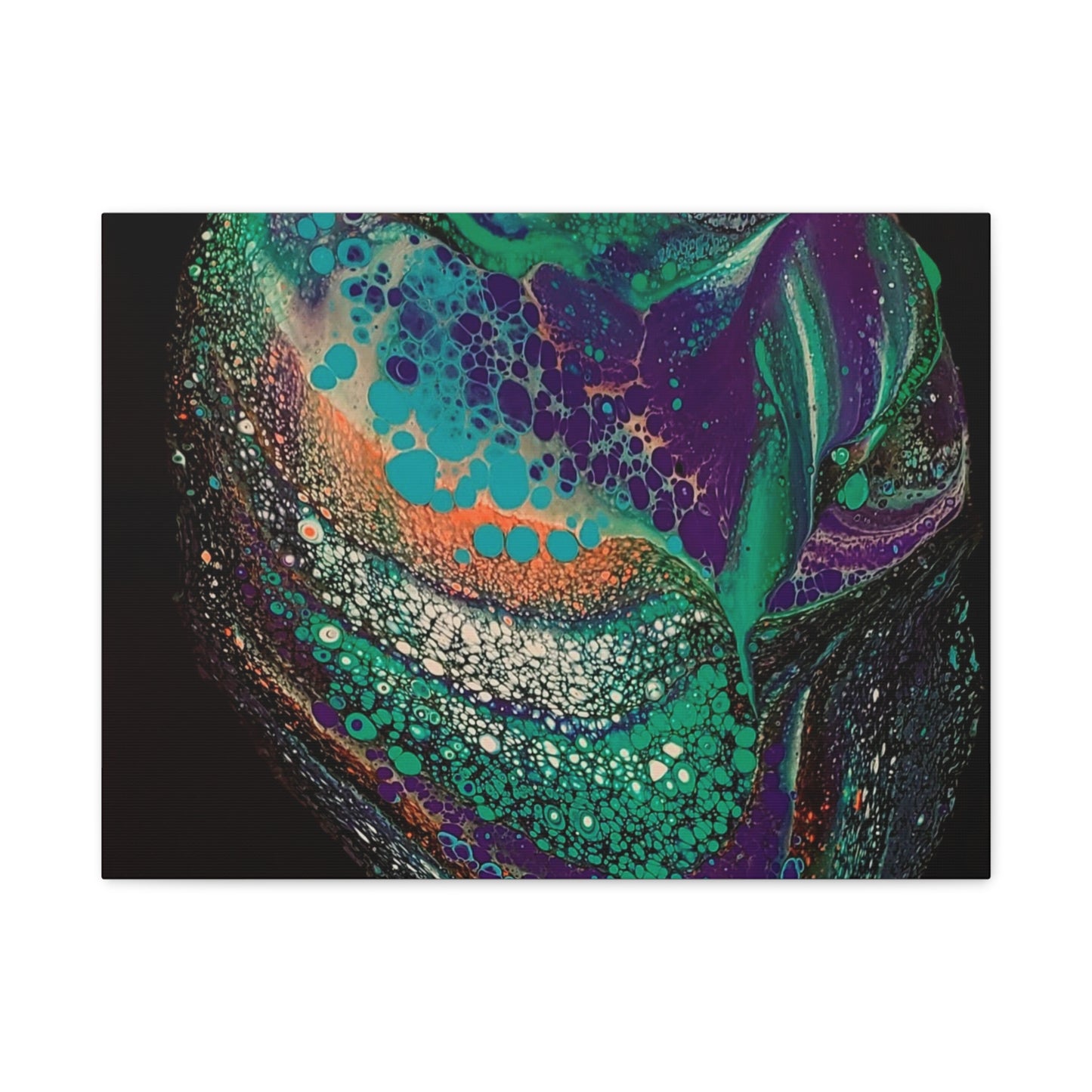 Abstract Fluid Art Canvas Print — Teal, Purple & Gold Swirl Matte Stretched Wall Art