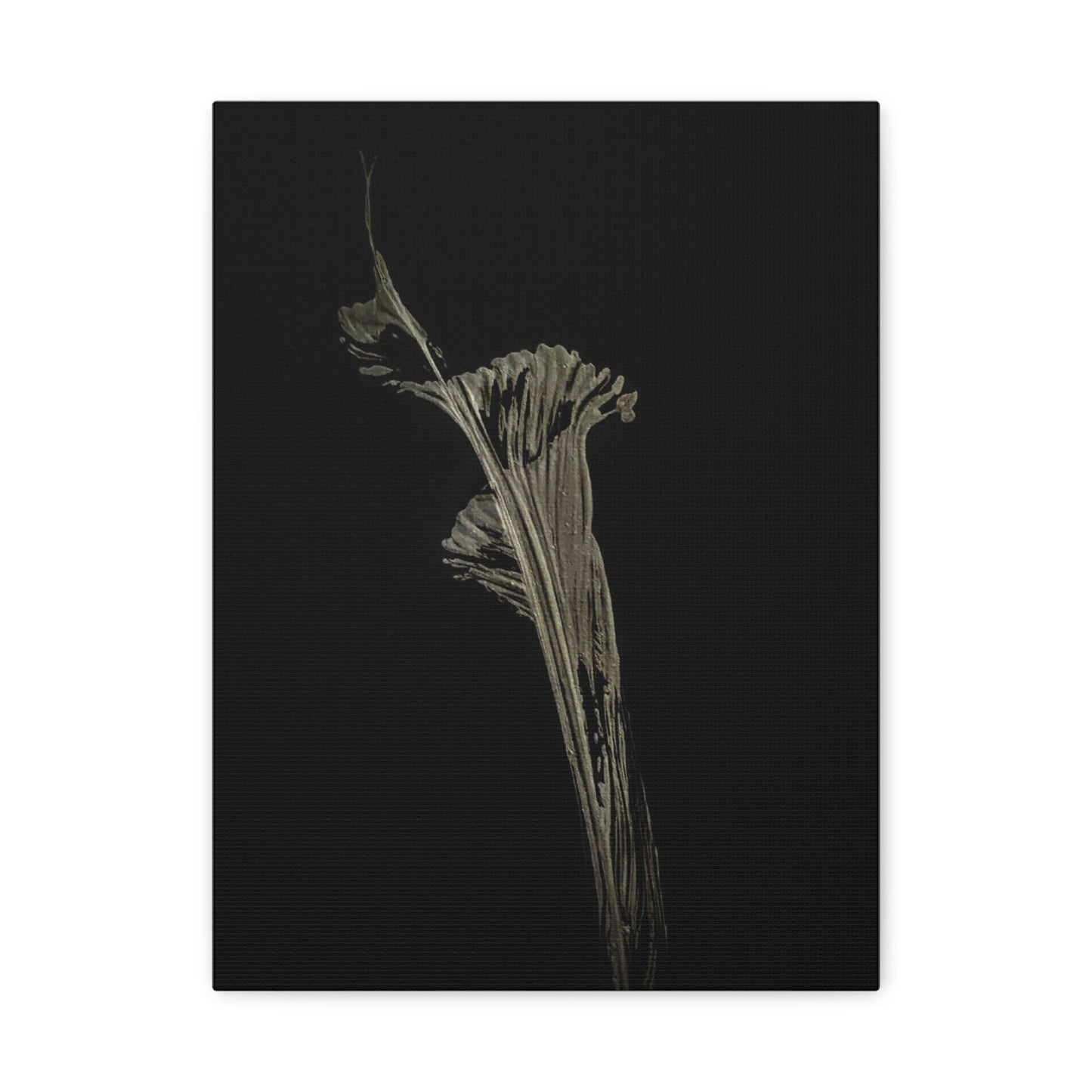 Calla Lilly - Minimalist Botanical Canvas Print — Monochrome Flower Art on Black Matte