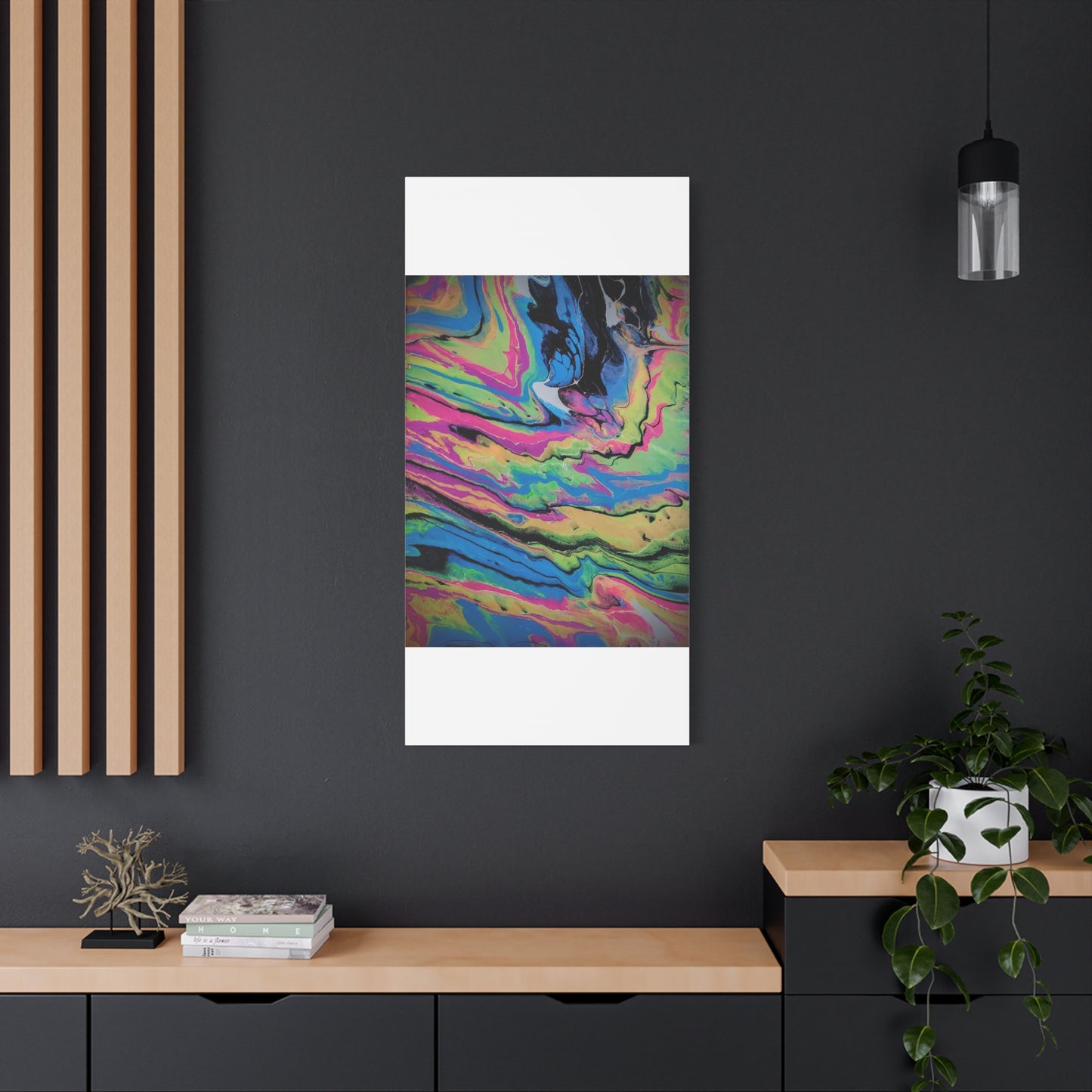 Abstract Neon Fluid Art Canvas Print — Vibrant Psychedelic Wall Decor