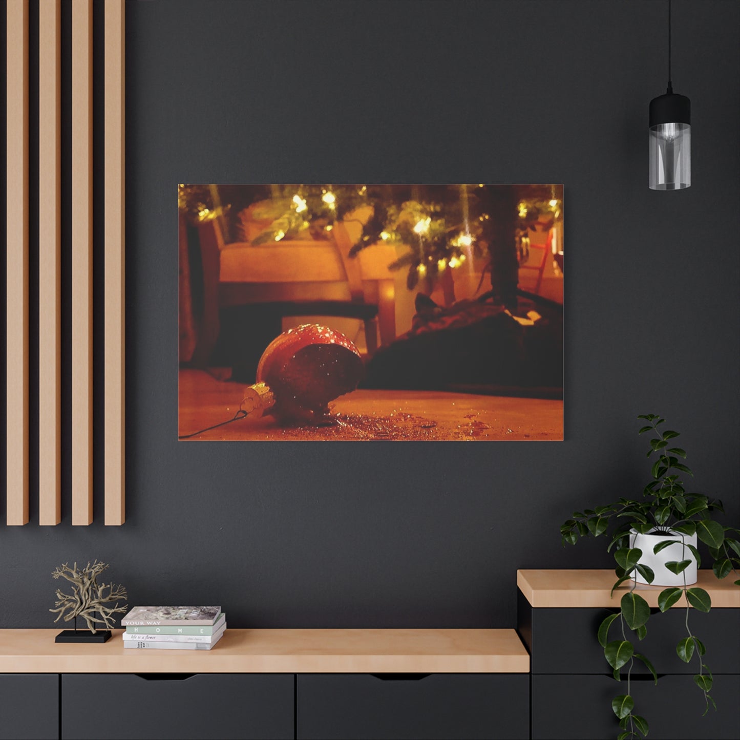 Christmas Tree Ornament Photo Canvas – Cozy Holiday Still Life Wall Art