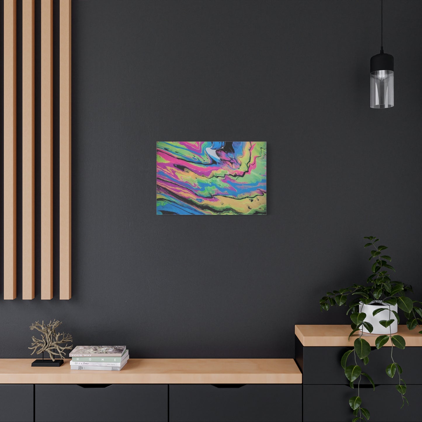 Abstract Neon Fluid Art Canvas Print — Vibrant Psychedelic Wall Decor