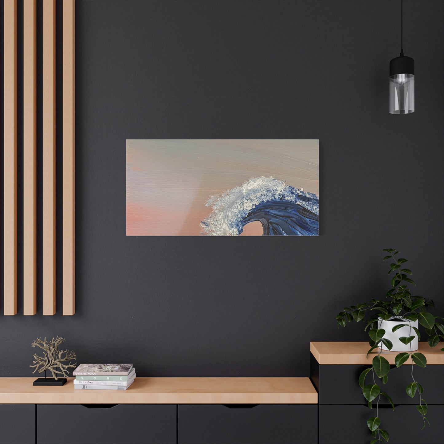 California_Coast - Ocean Wave Canvas Art — Blue Wave Seascape Matte Stretched Canvas
